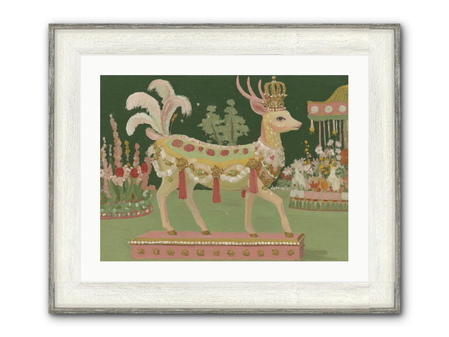 Moonlight Frolic Framed Print - Driftwood White 24x18