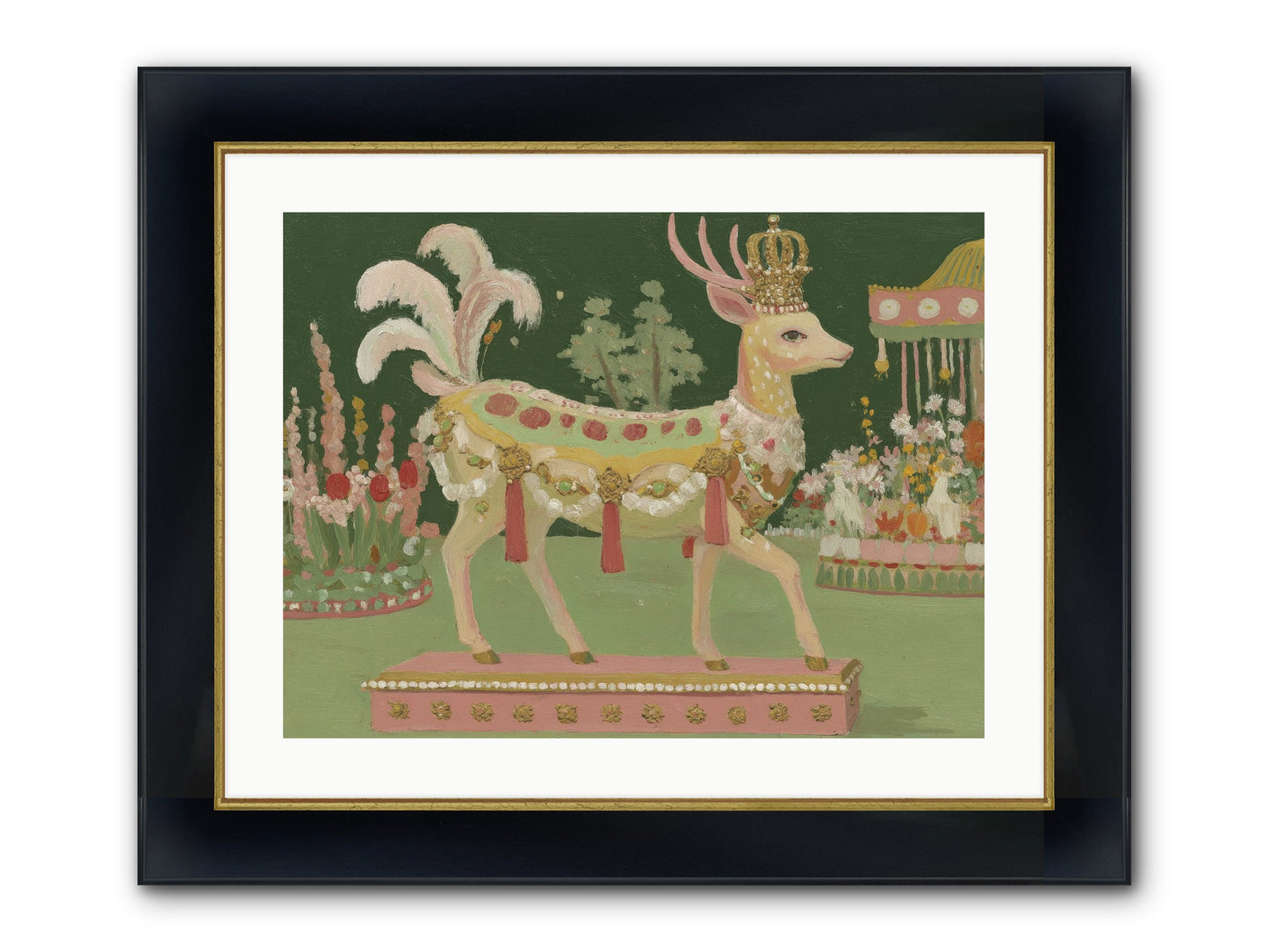Moonlight Frolic Framed Print - Wide Black w/Gold 24x18