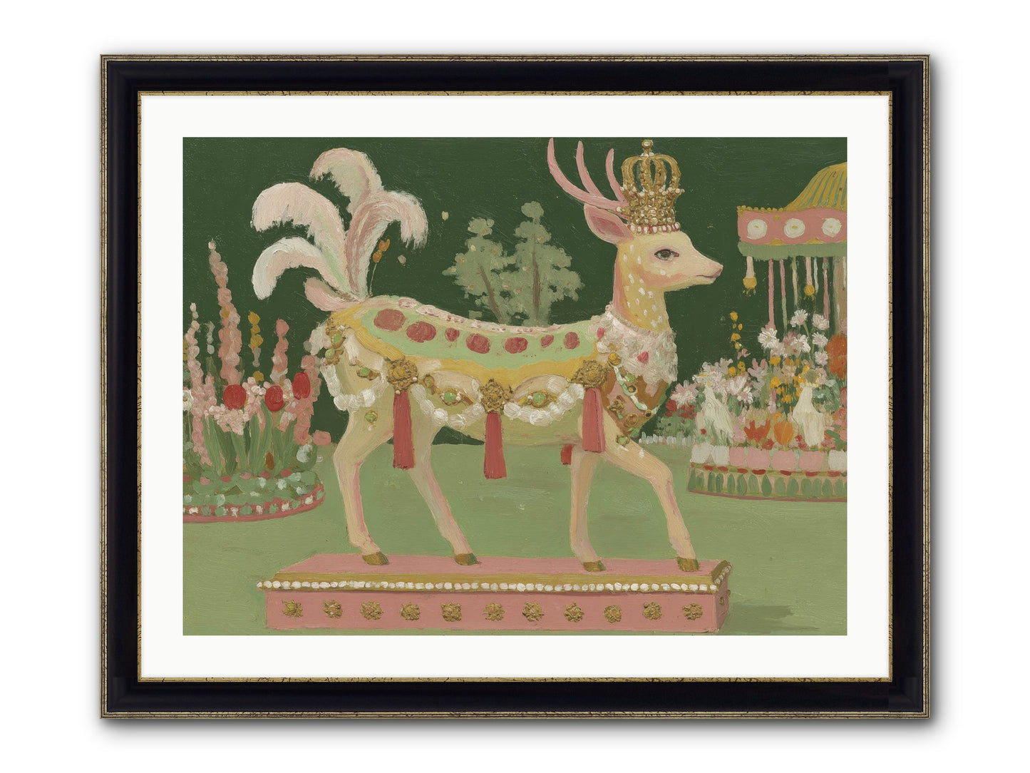 Moonlight Frolic Framed Print - Black & Gold 32x24