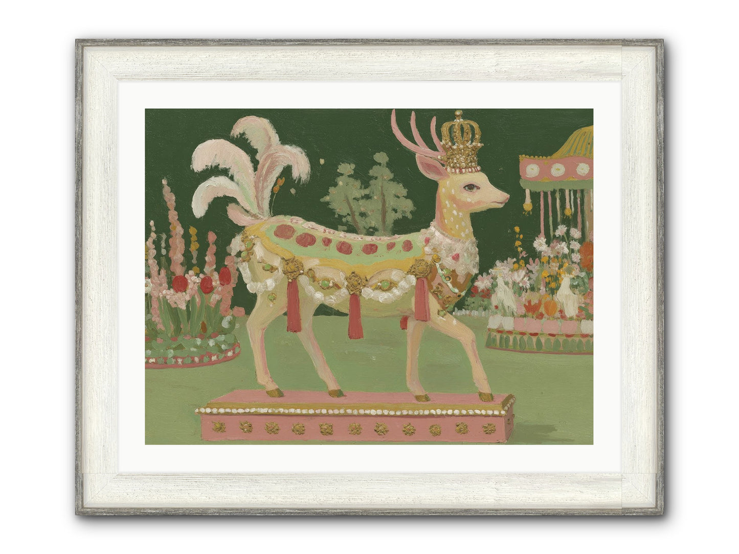 Moonlight Frolic Framed Print - Driftwood White 32x24
