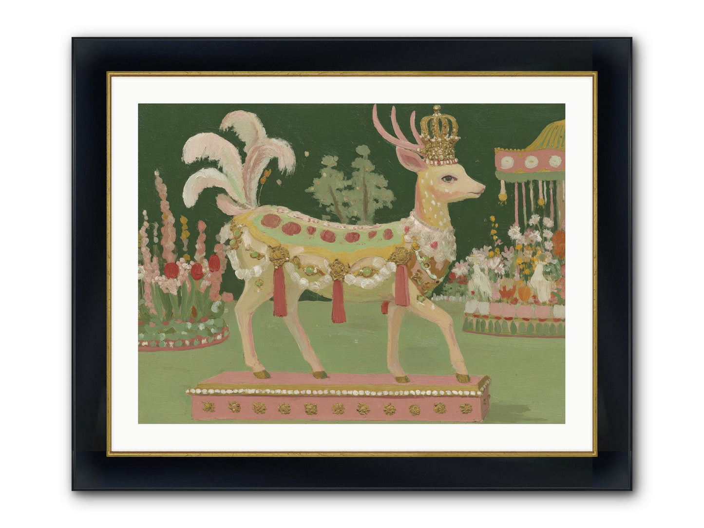 Moonlight Frolic Framed Print - Wide Black w/Gold 32x24