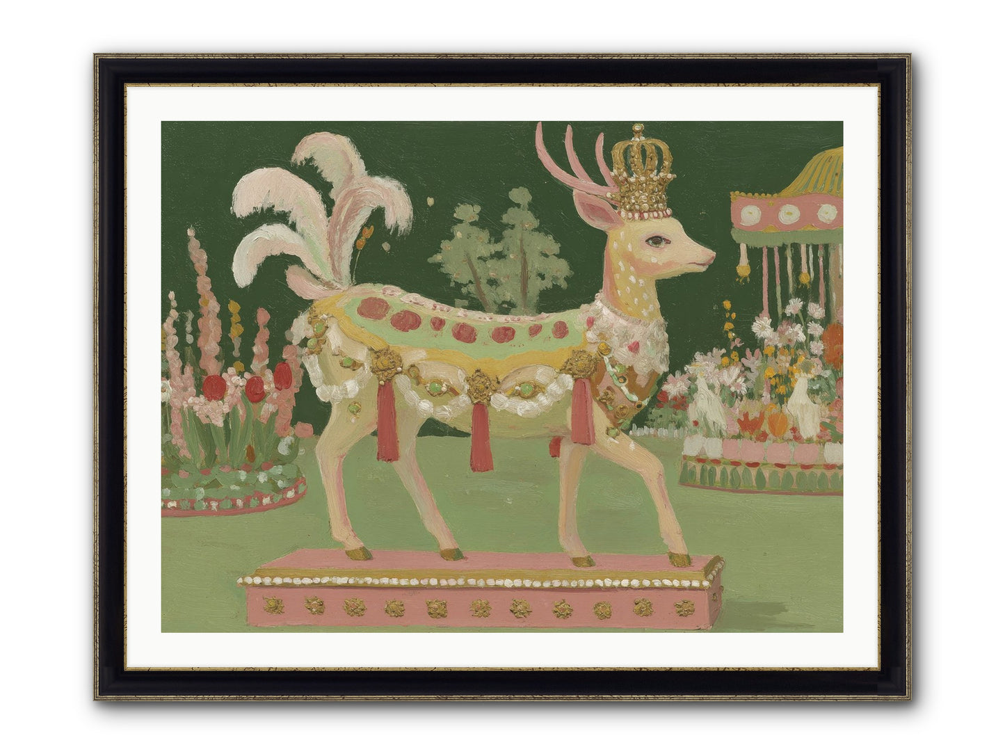 Moonlight Frolic Framed Print - Black & Gold 40x30