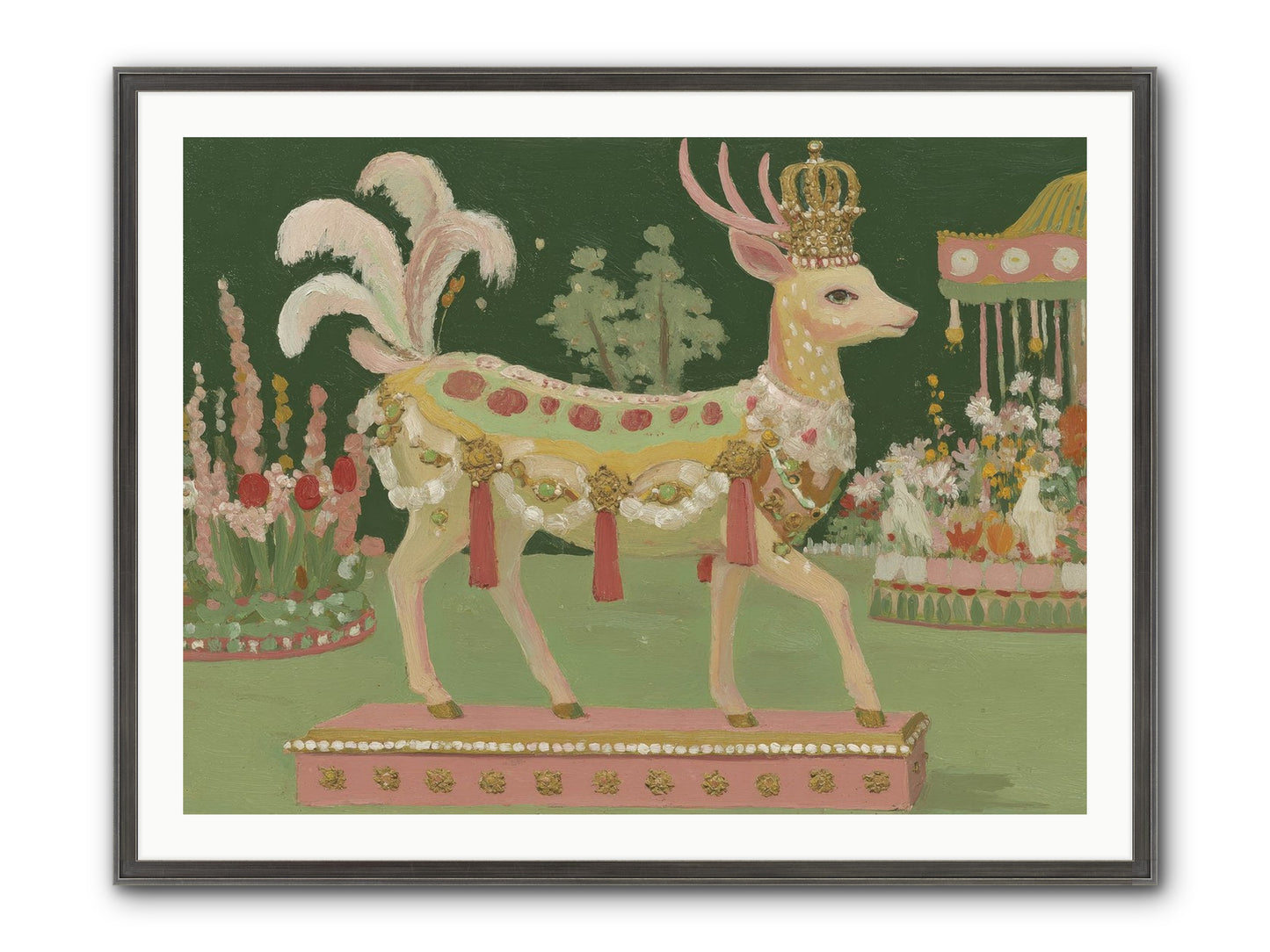 Moonlight Frolic Framed Print - Slimwoods Black/Silver 40x30