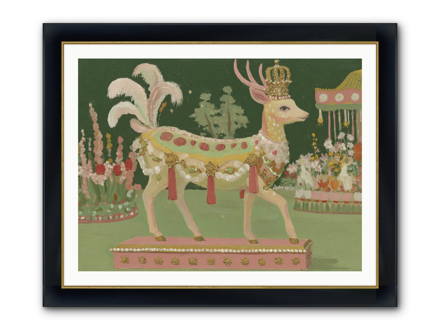 Moonlight Frolic Framed Print - Wide Black w/Gold 40x30