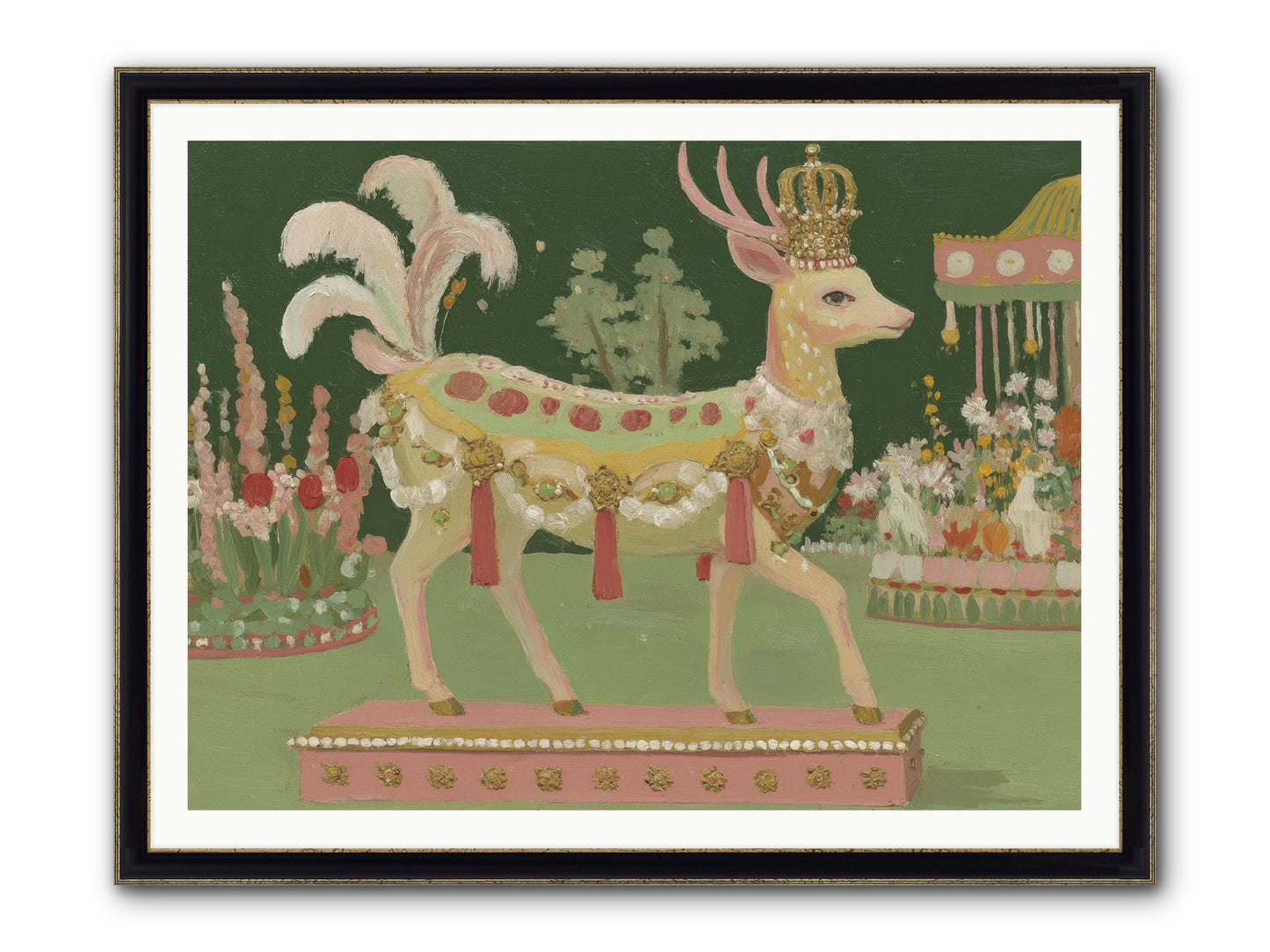 Moonlight Frolic Framed Print - Black & Gold 48x36