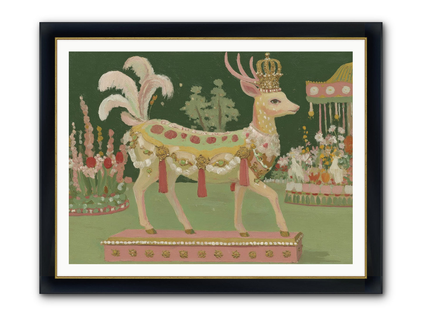 Moonlight Frolic Framed Print - Wide Black w/Gold 48x36
