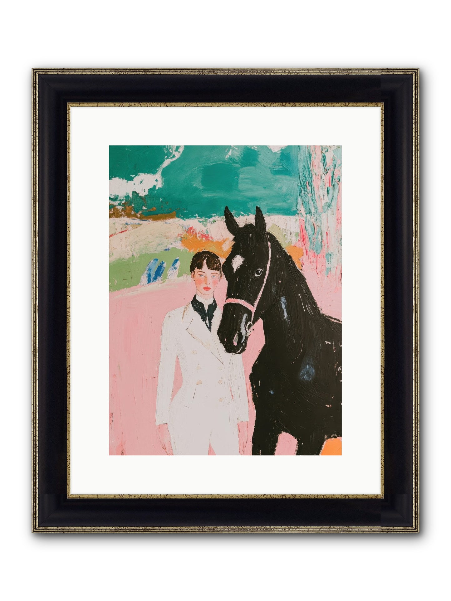 Moonlight Jumper Framed Print - Black & Gold 12x16
