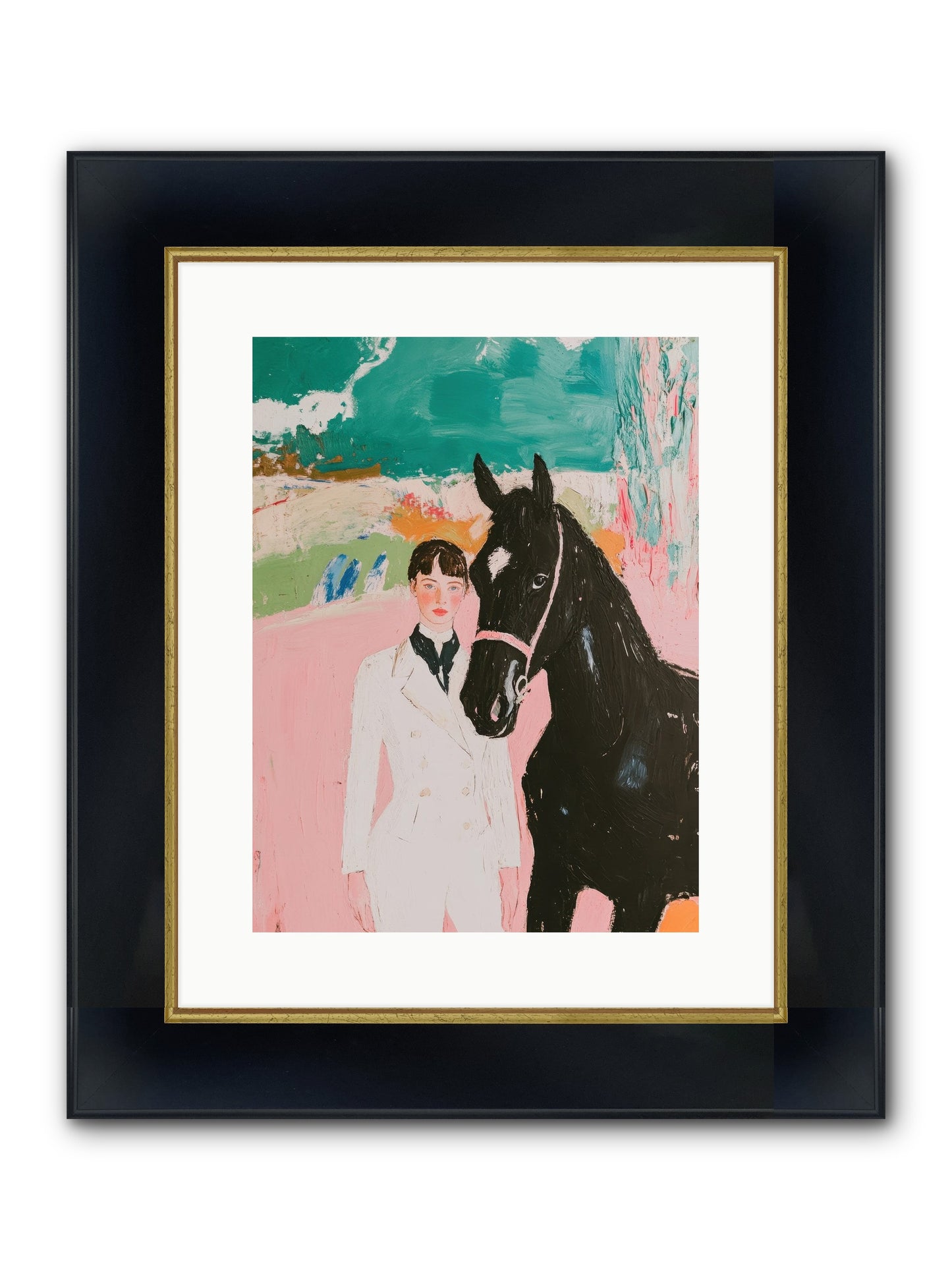 Moonlight Jumper Framed Print - Wide Black w/Gold 12x16