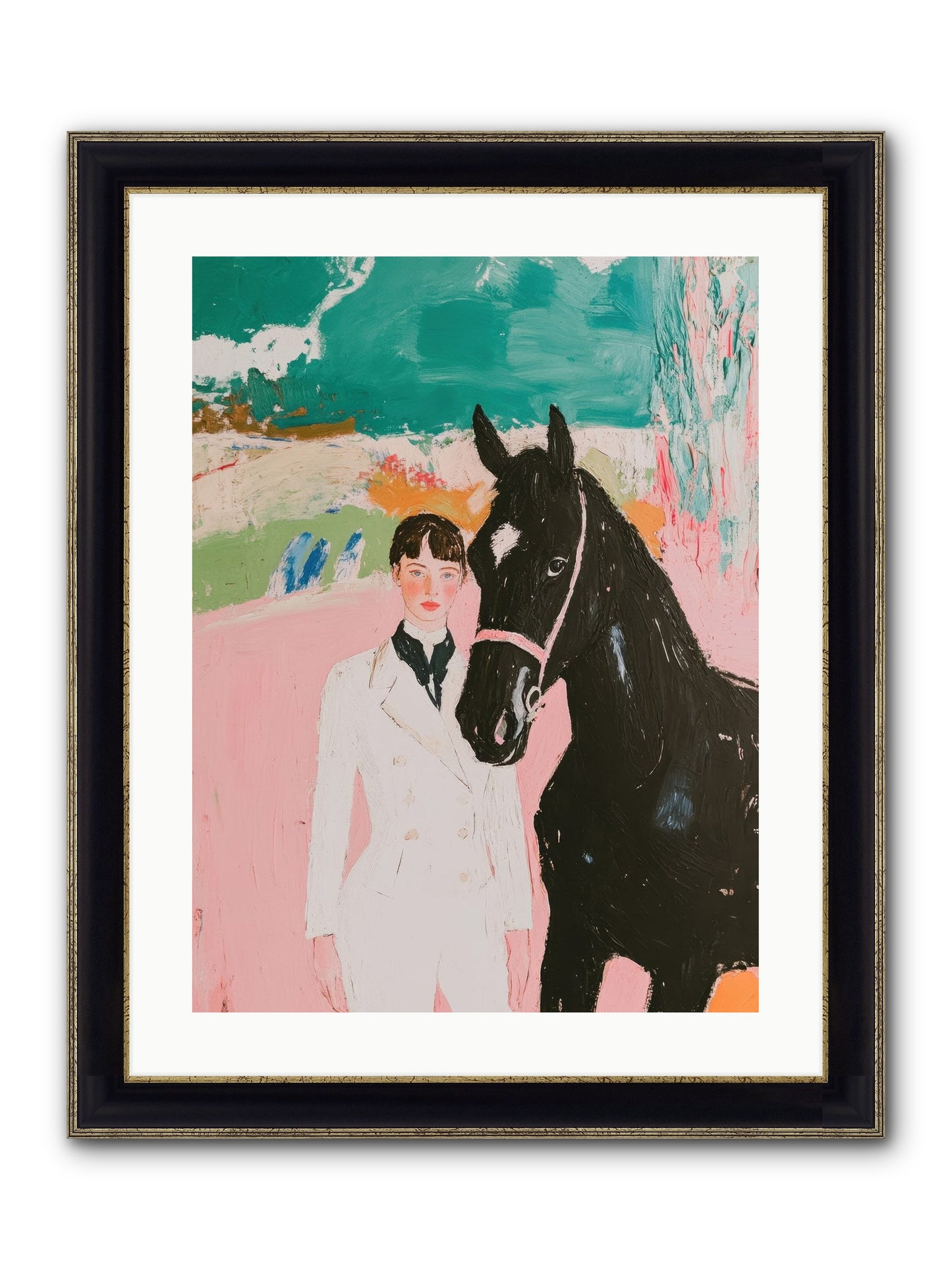 Moonlight Jumper Framed Print - Black & Gold 18x24