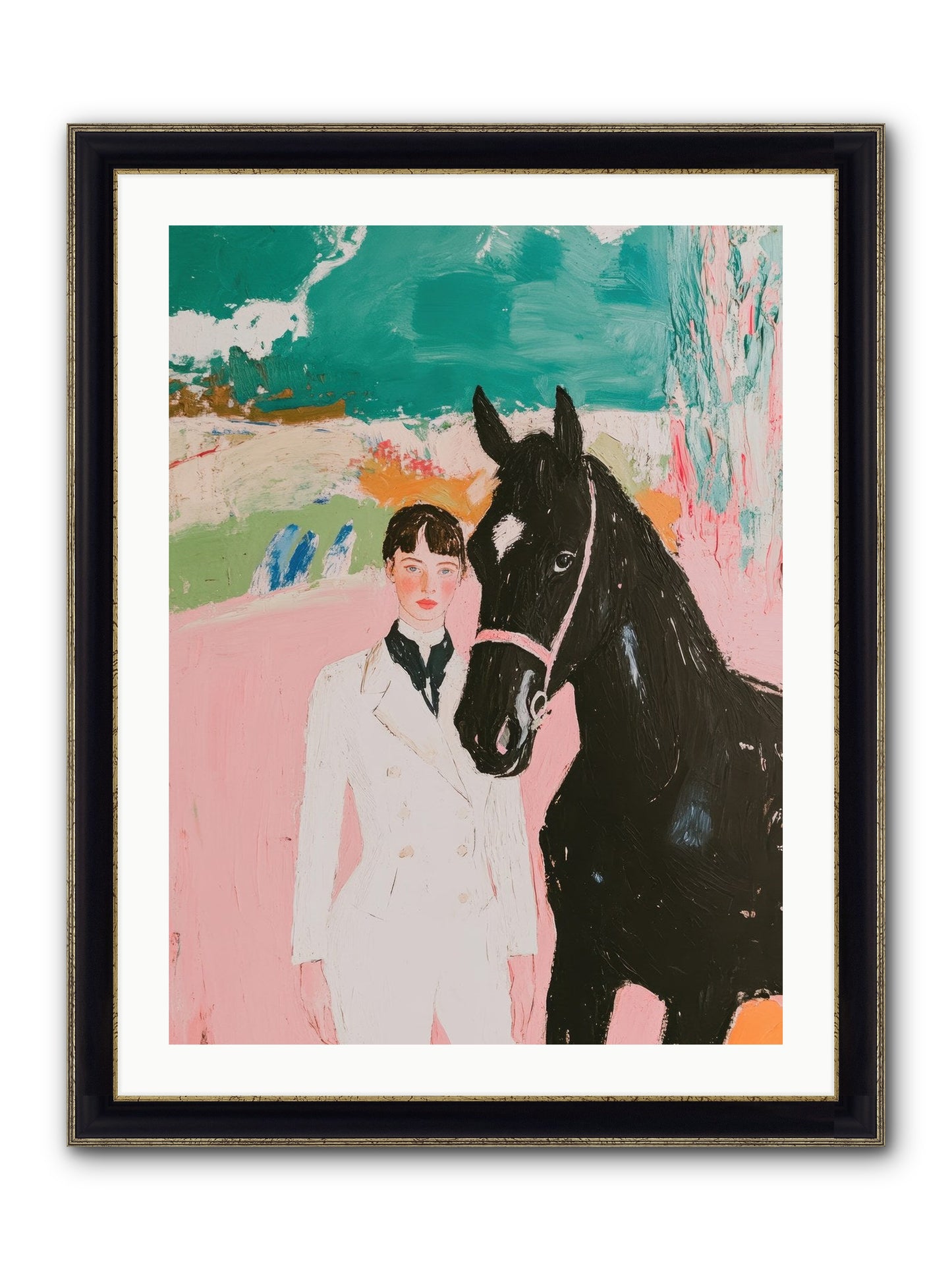 Moonlight Jumper Framed Print - Black & Gold 24x32