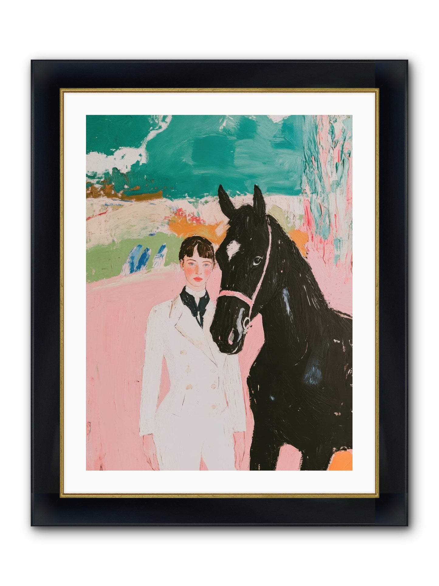 Moonlight Jumper Framed Print - Wide Black w/Gold 24x32