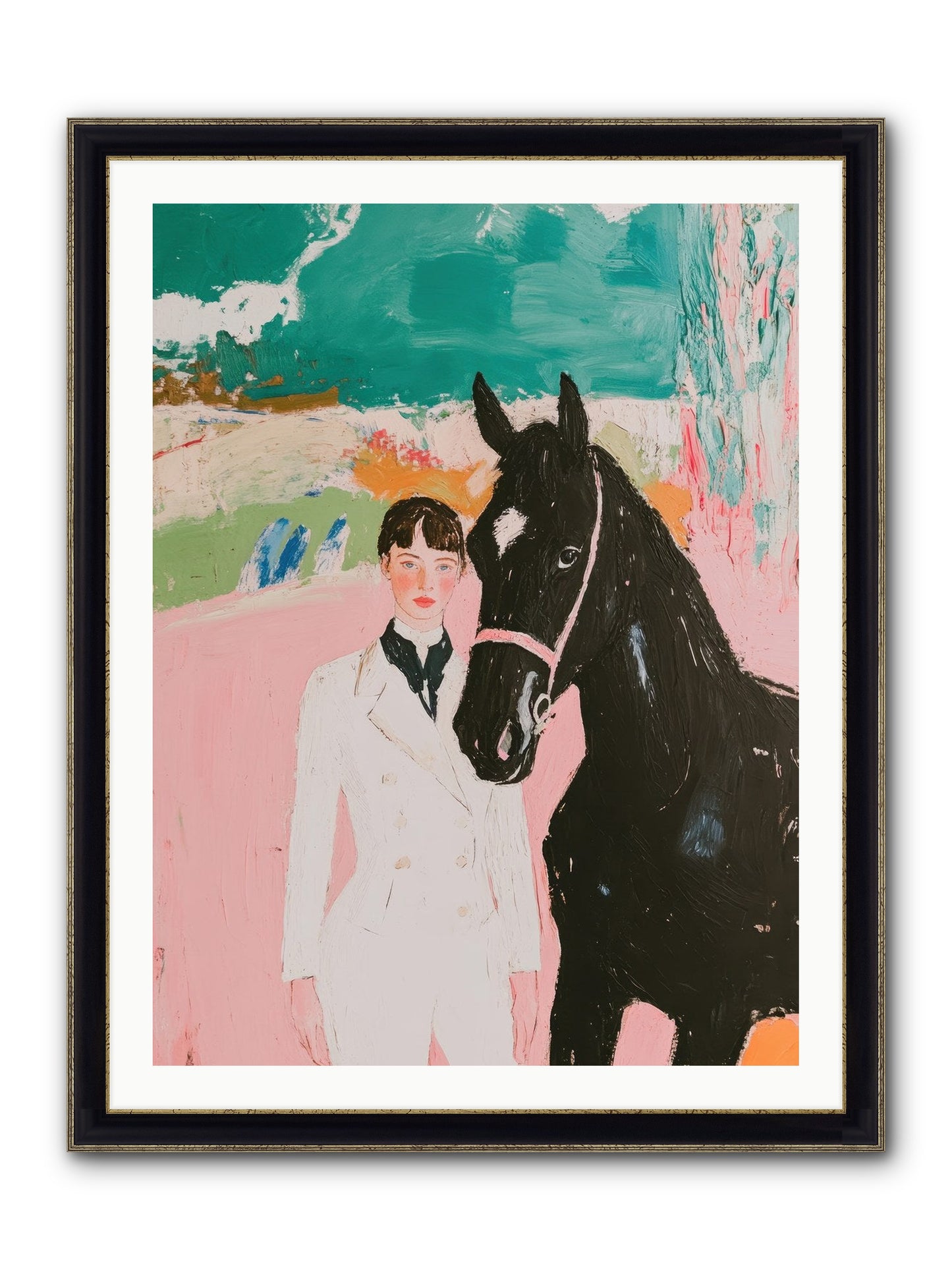 Moonlight Jumper Framed Print - Black & Gold 30x40