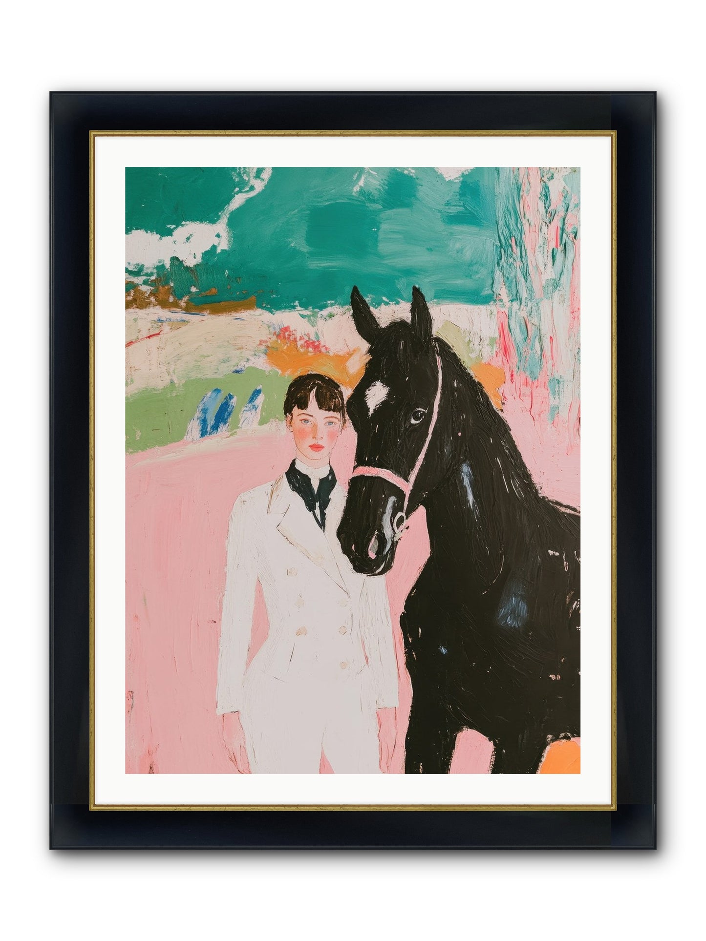 Moonlight Jumper Framed Print - Wide Black w/Gold 30x40