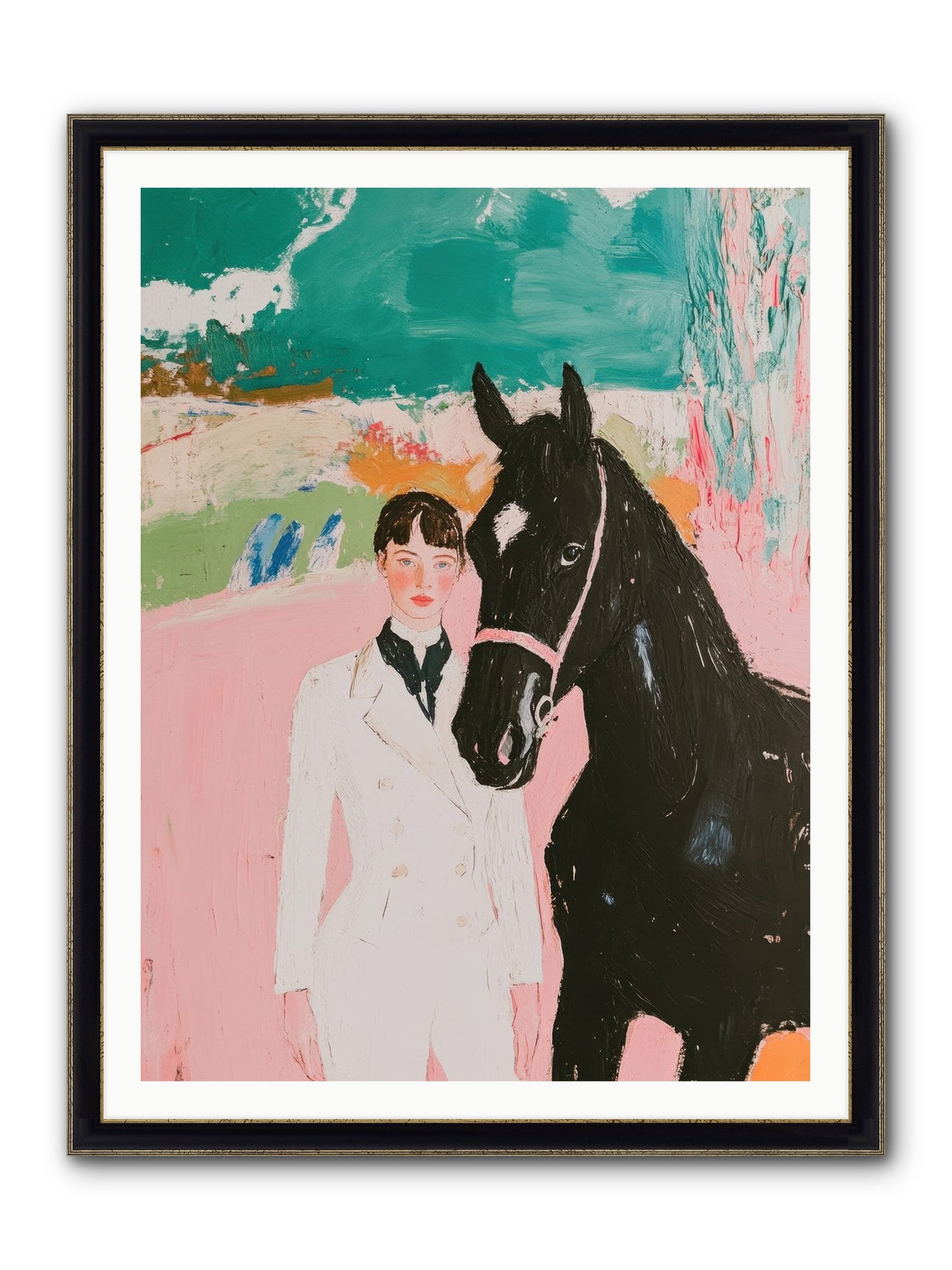 Moonlight Jumper Framed Print - Black & Gold 36x48