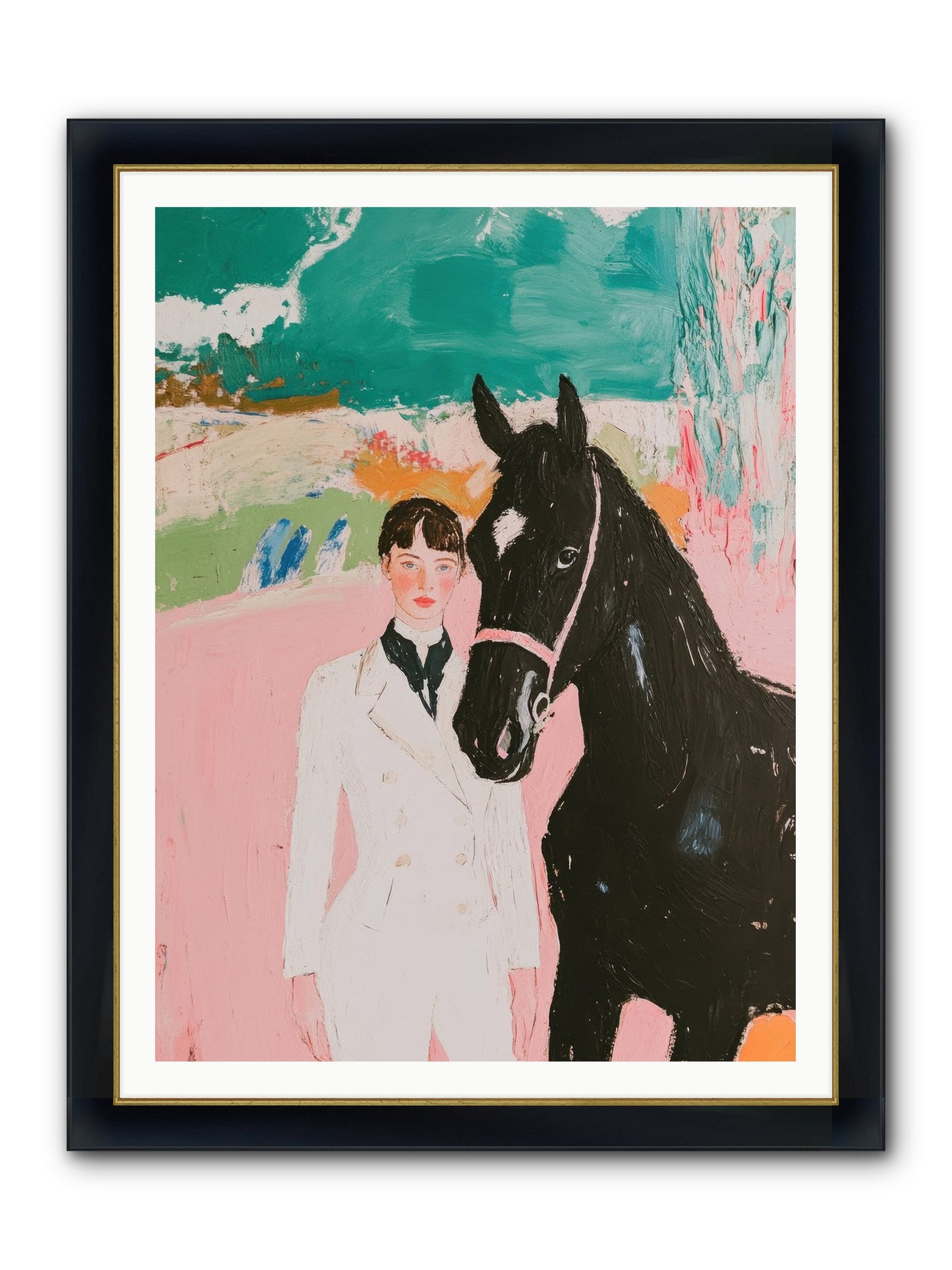 Moonlight Jumper Framed Print - Wide Black w/Gold 36x48