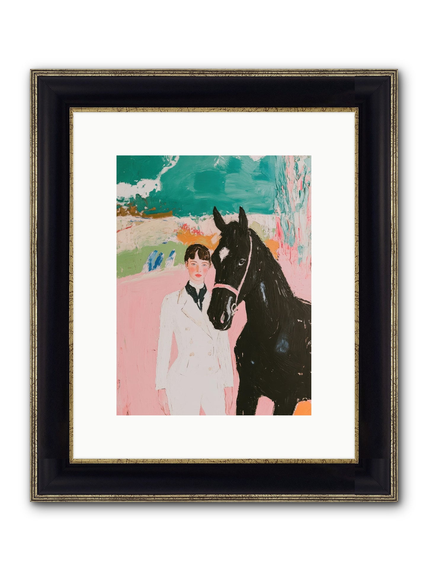 Moonlight Jumper Framed Print - Black & Gold 9x12