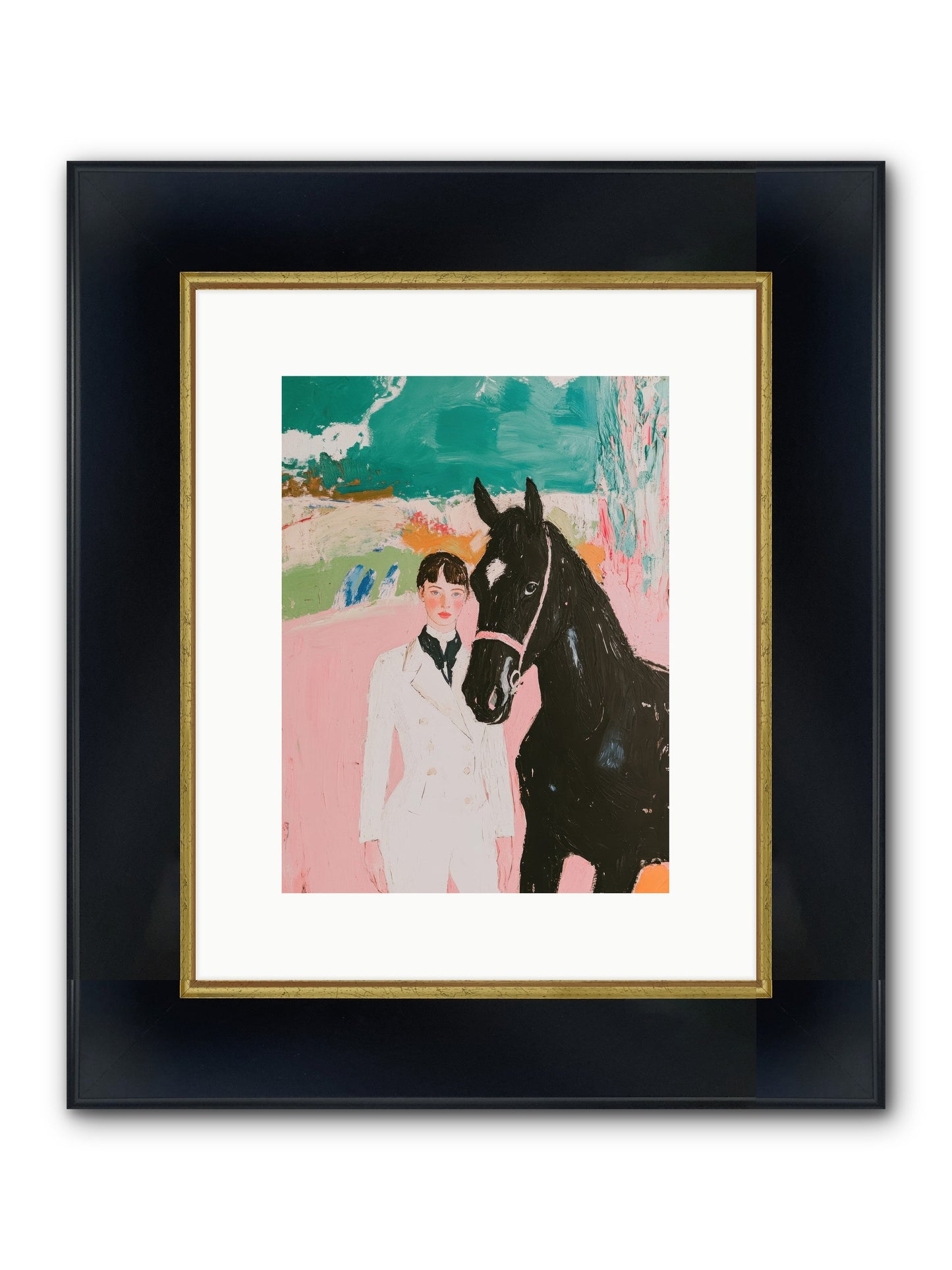 Moonlight Jumper Framed Print - Wide Black w/Gold 9x12