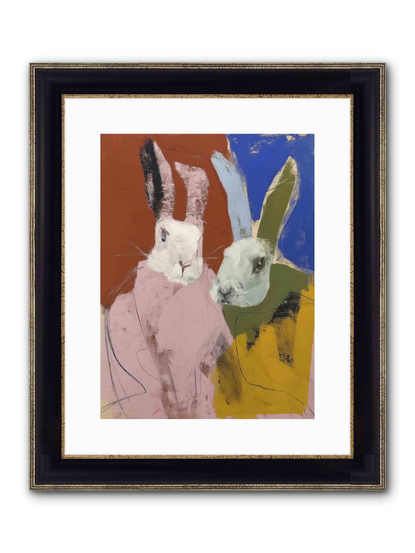 Moonlit Burrow Framed Print - Black & Gold 12x16
