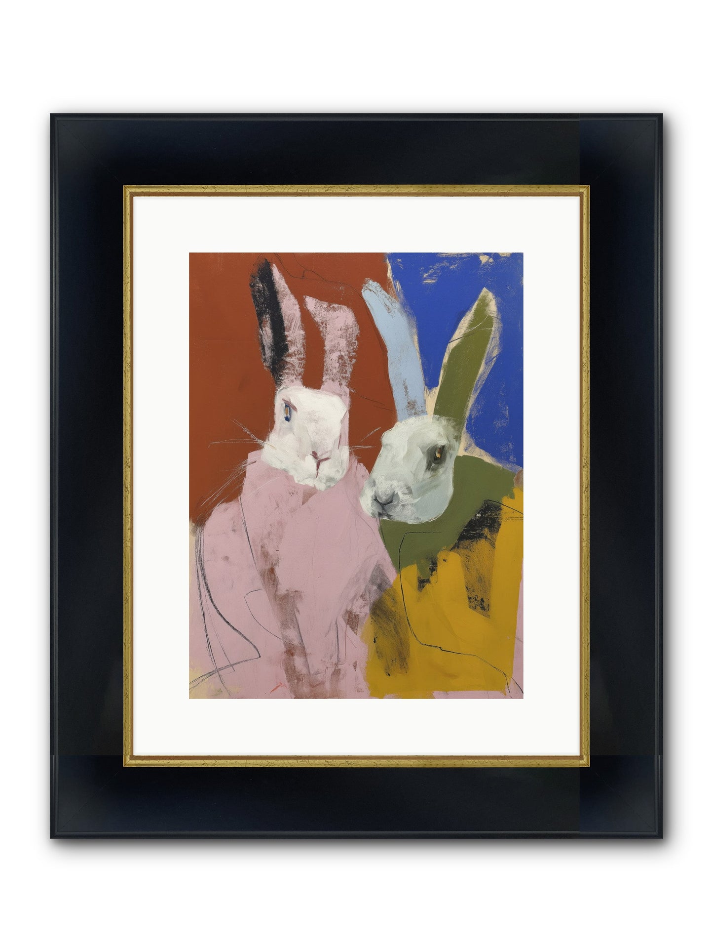 Moonlit Burrow Framed Print - Wide Black w/Gold 12x16