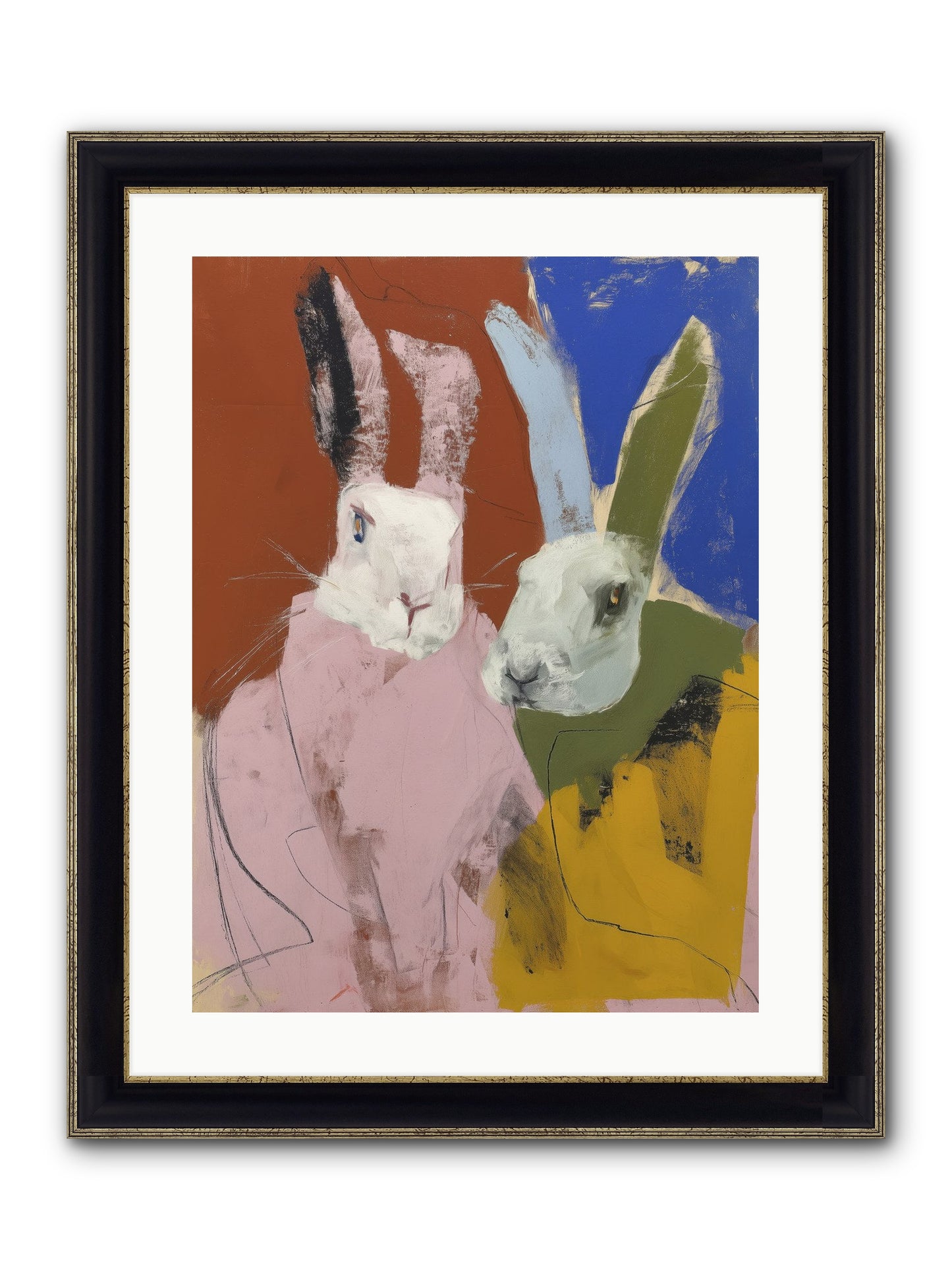Moonlit Burrow Framed Print - Black & Gold 18x24
