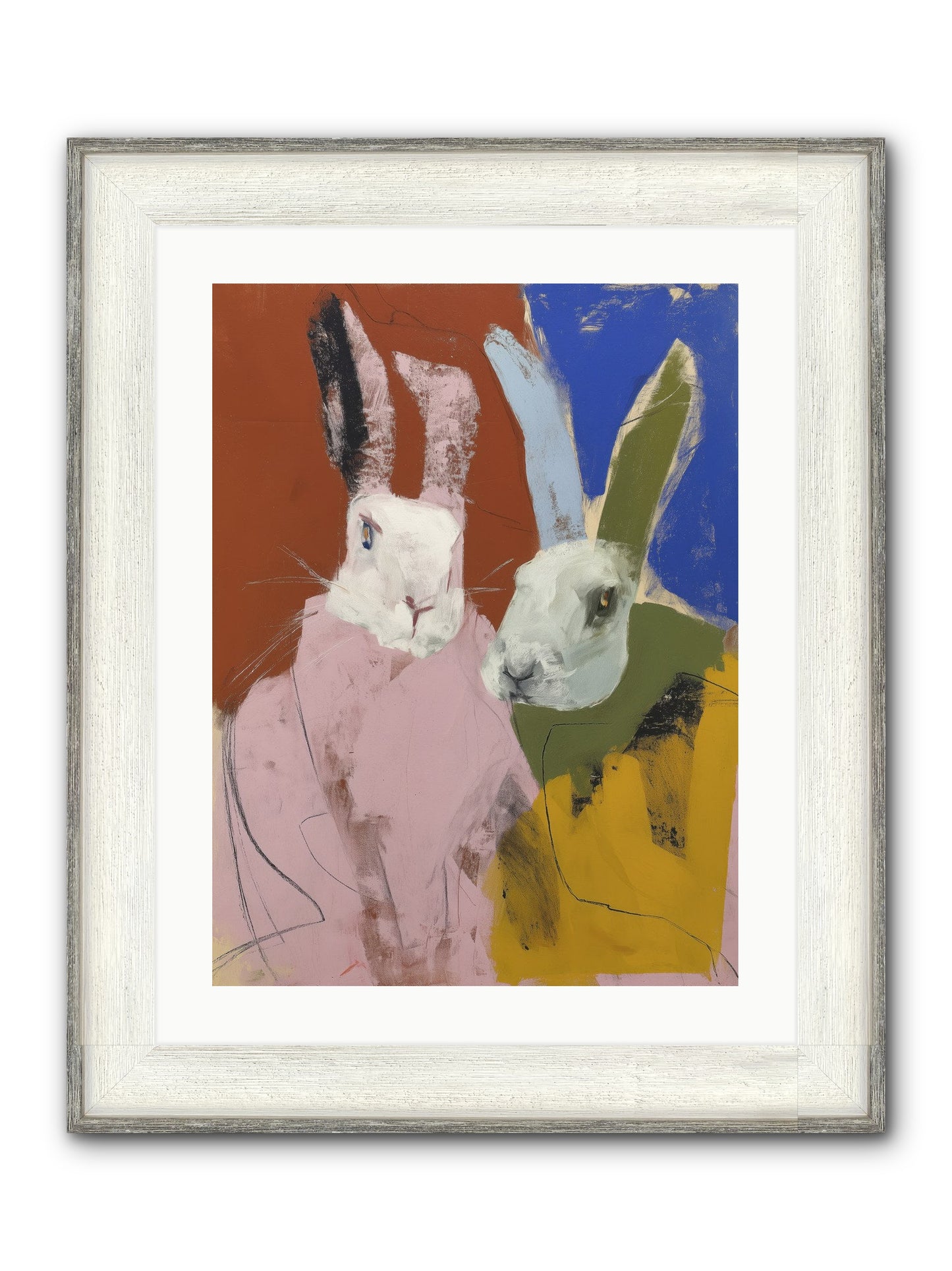 Moonlit Burrow Framed Print - Driftwood White 18x24