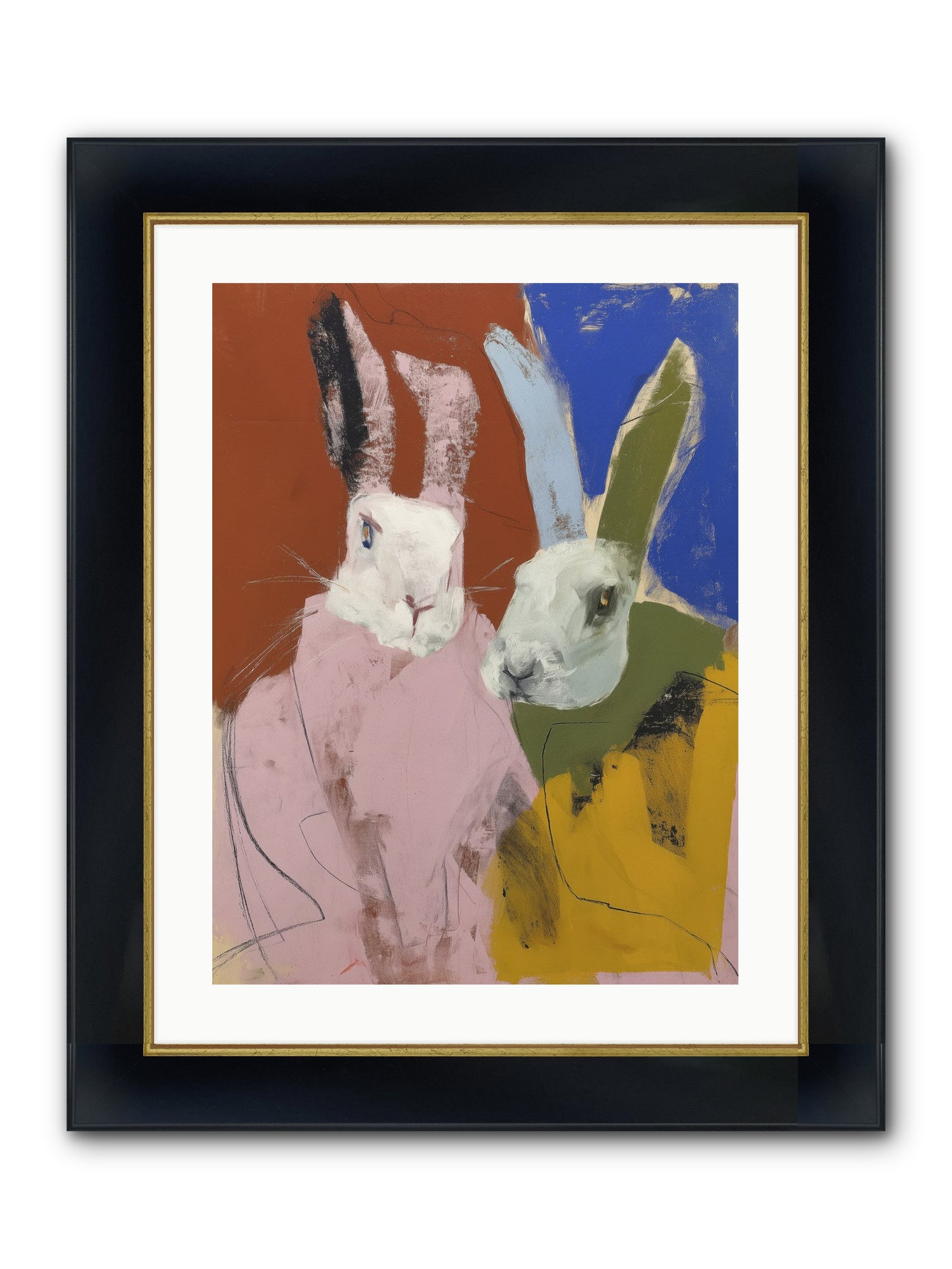 Moonlit Burrow Framed Print - Wide Black w/Gold 18x24