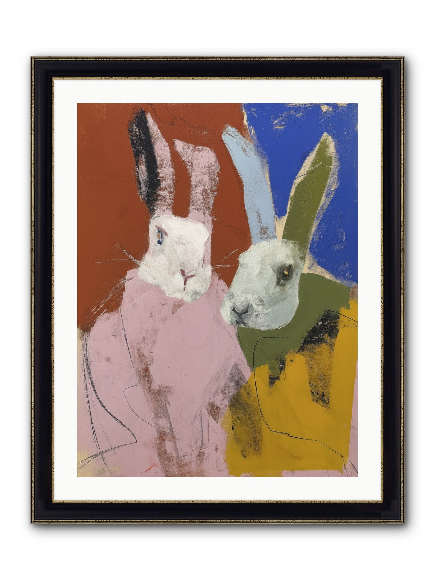 Moonlit Burrow Framed Print - Black & Gold 24x32