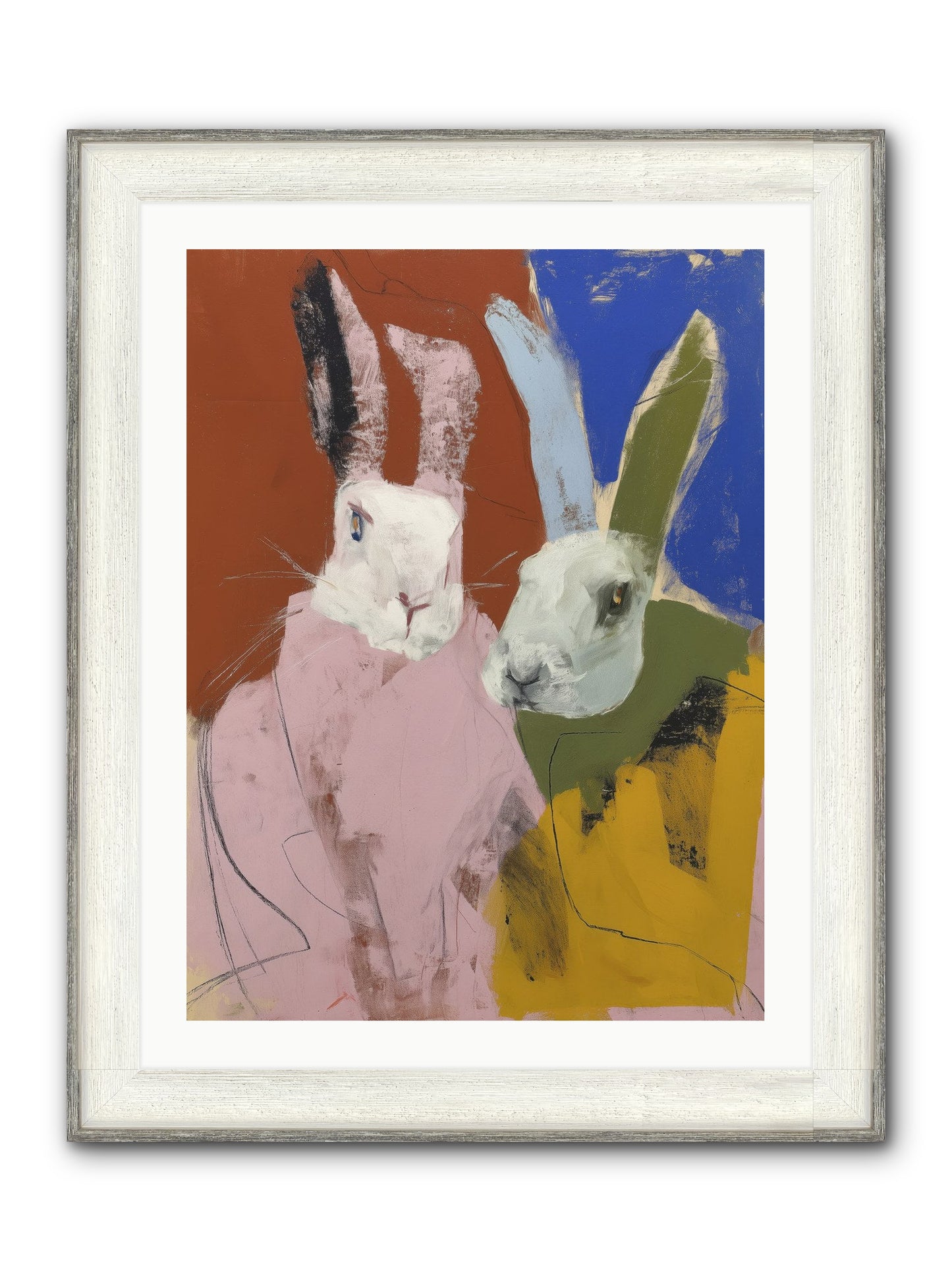 Moonlit Burrow Framed Print - Driftwood White 24x32