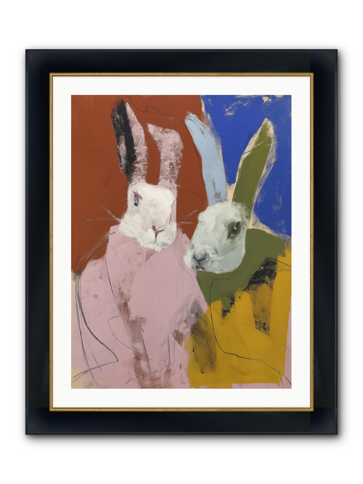 Moonlit Burrow Framed Print - Wide Black w/Gold 24x32
