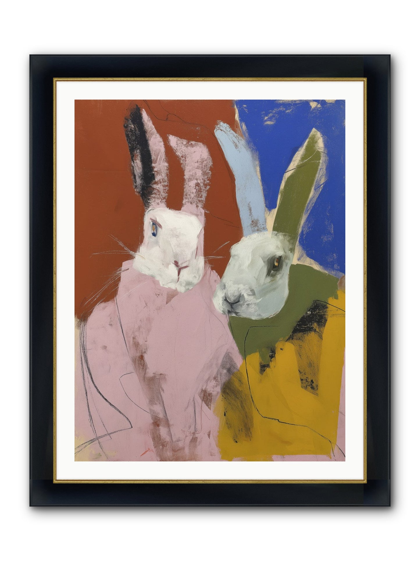Moonlit Burrow Framed Print - Wide Black w/Gold 30x40