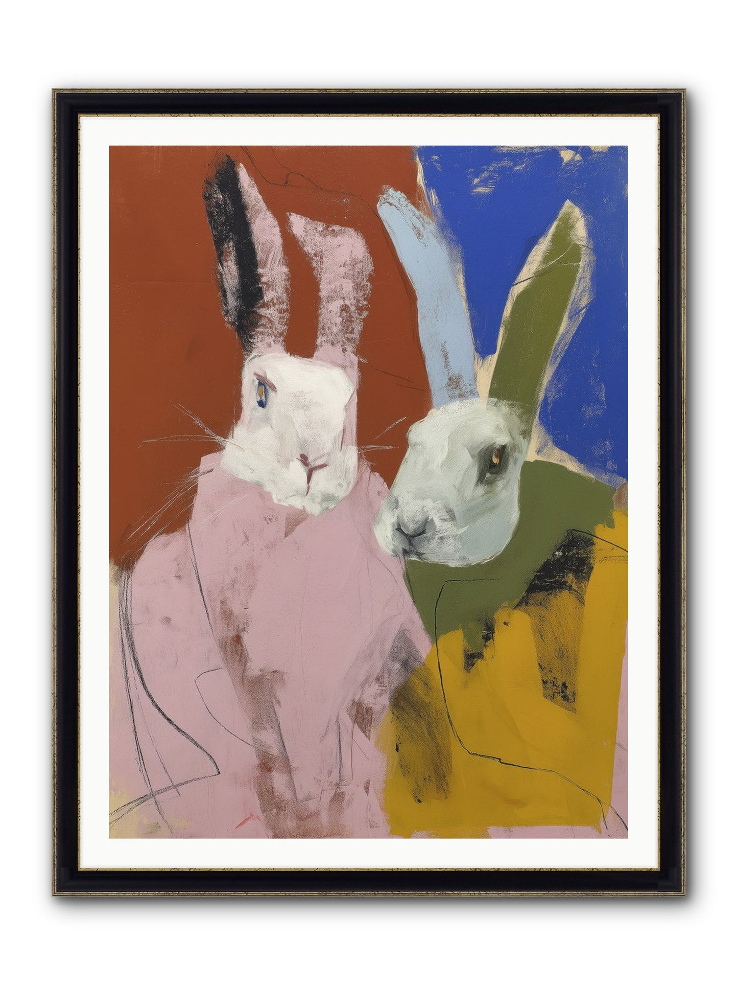 Moonlit Burrow Framed Print - Black & Gold 36x48