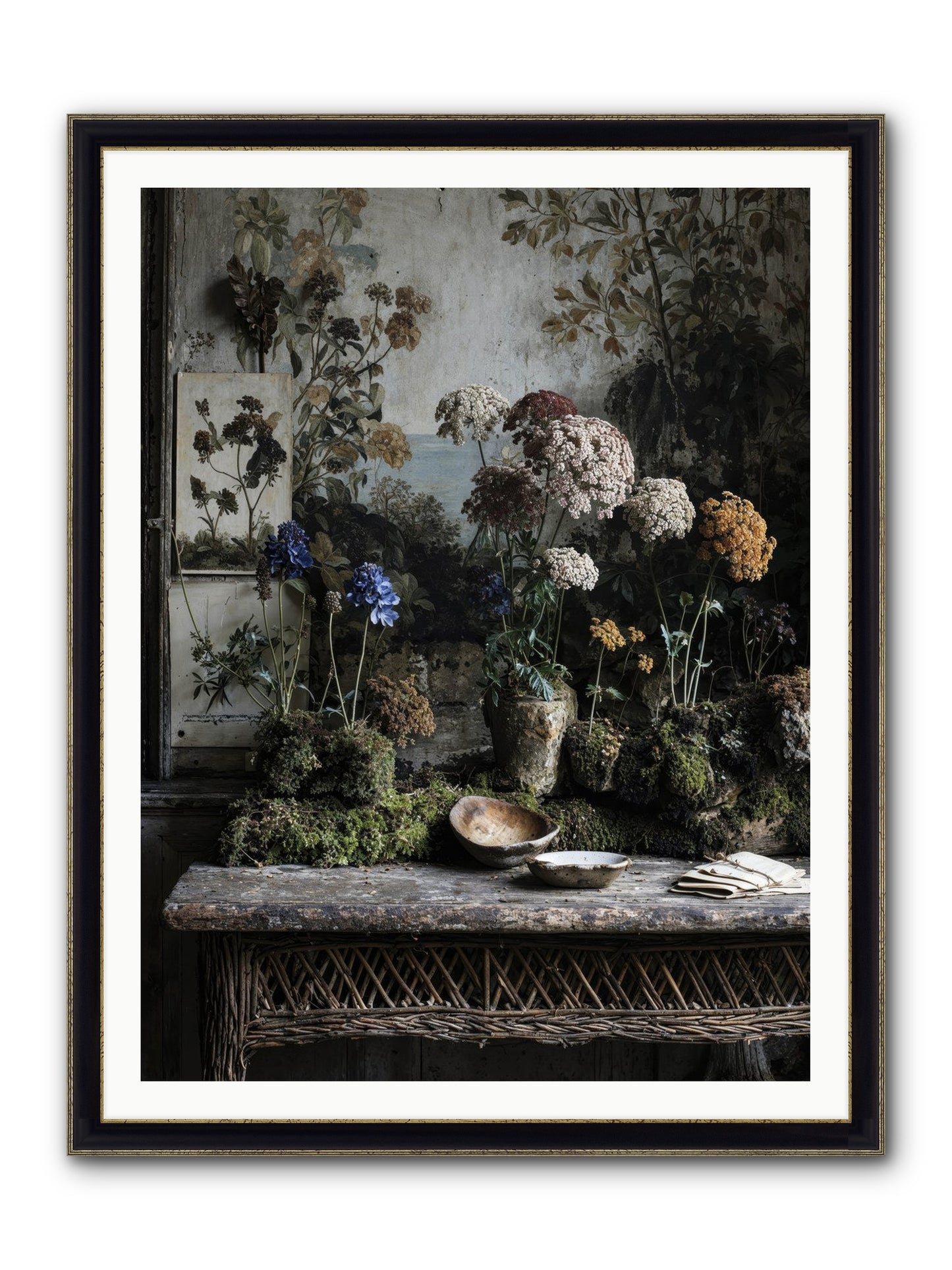 Moonlit Dreams Framed Print - Black & Gold 36x48