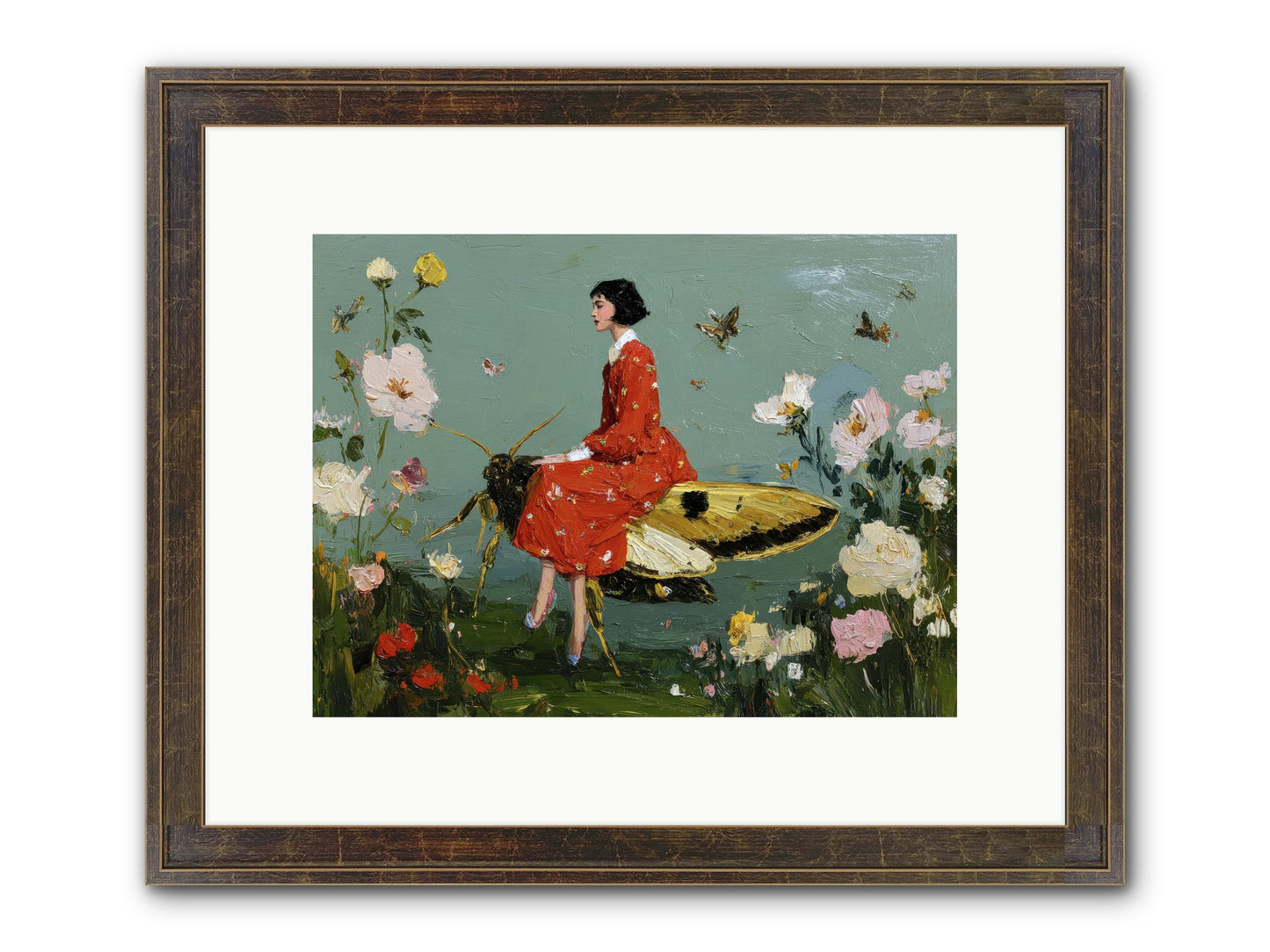 Moonlit Tapestry Framed Print - Slimwoods Black/Gold 12x9