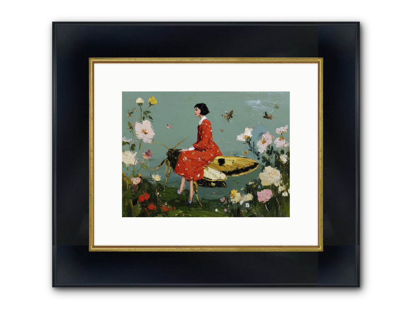 Moonlit Tapestry Framed Print - Wide Black w/Gold 12x9