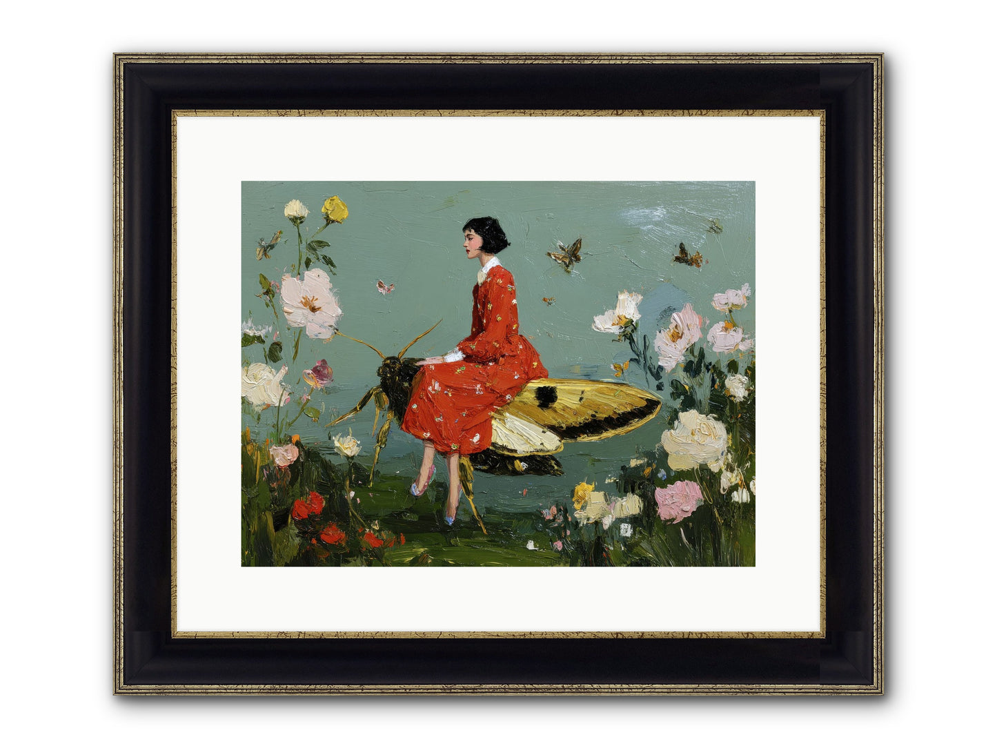 Moonlit Tapestry Framed Print - Black & Gold 16x12