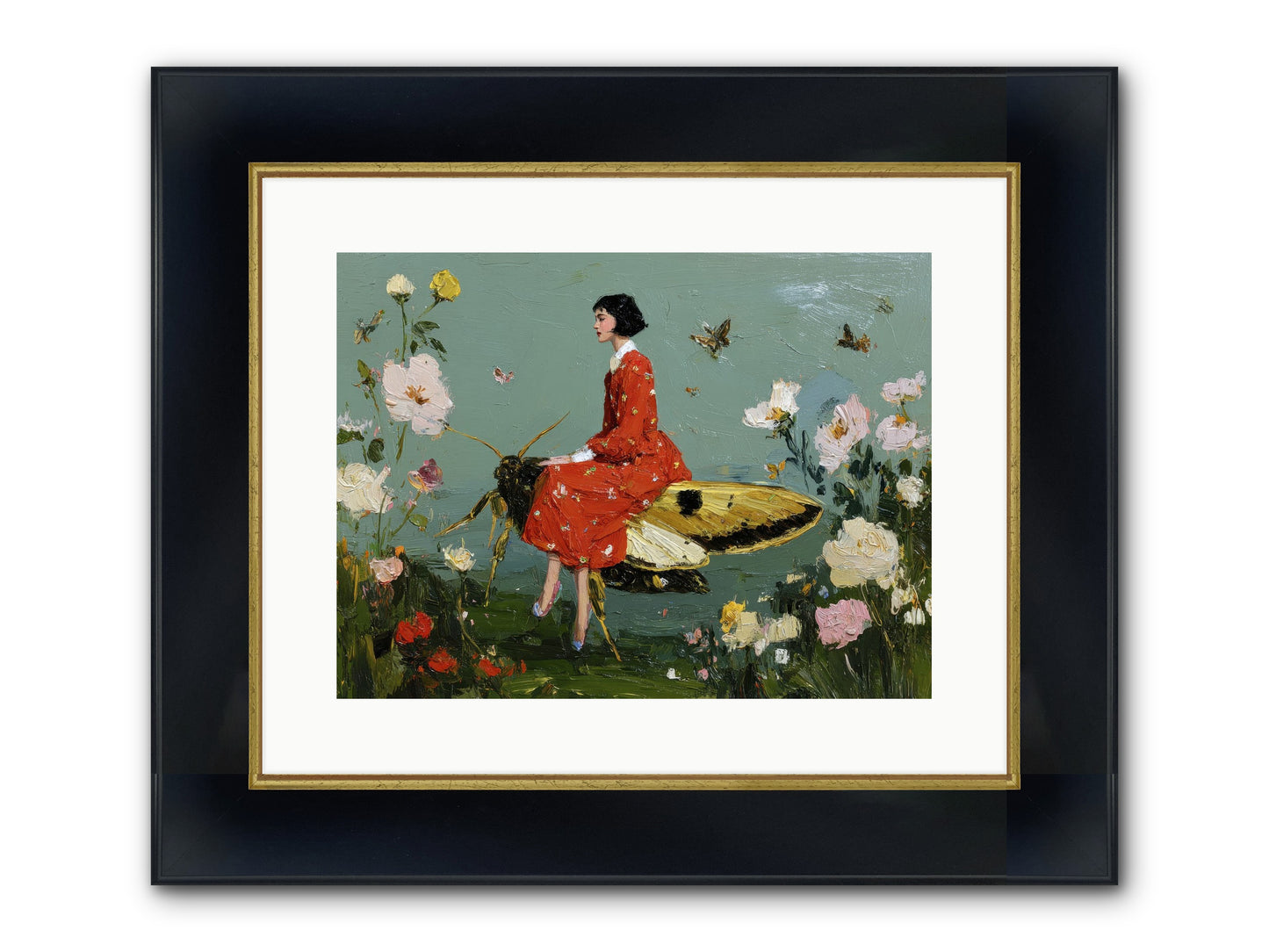 Moonlit Tapestry Framed Print - Wide Black w/Gold 16x12