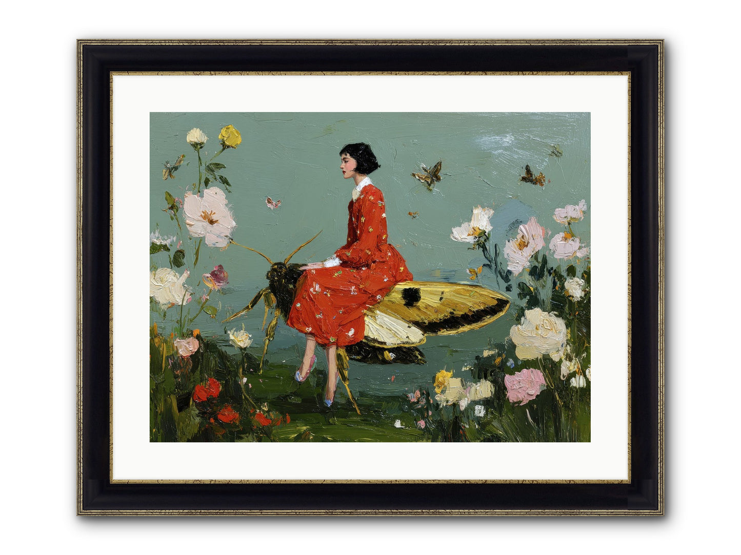 Moonlit Tapestry Framed Print - Black & Gold 24x18