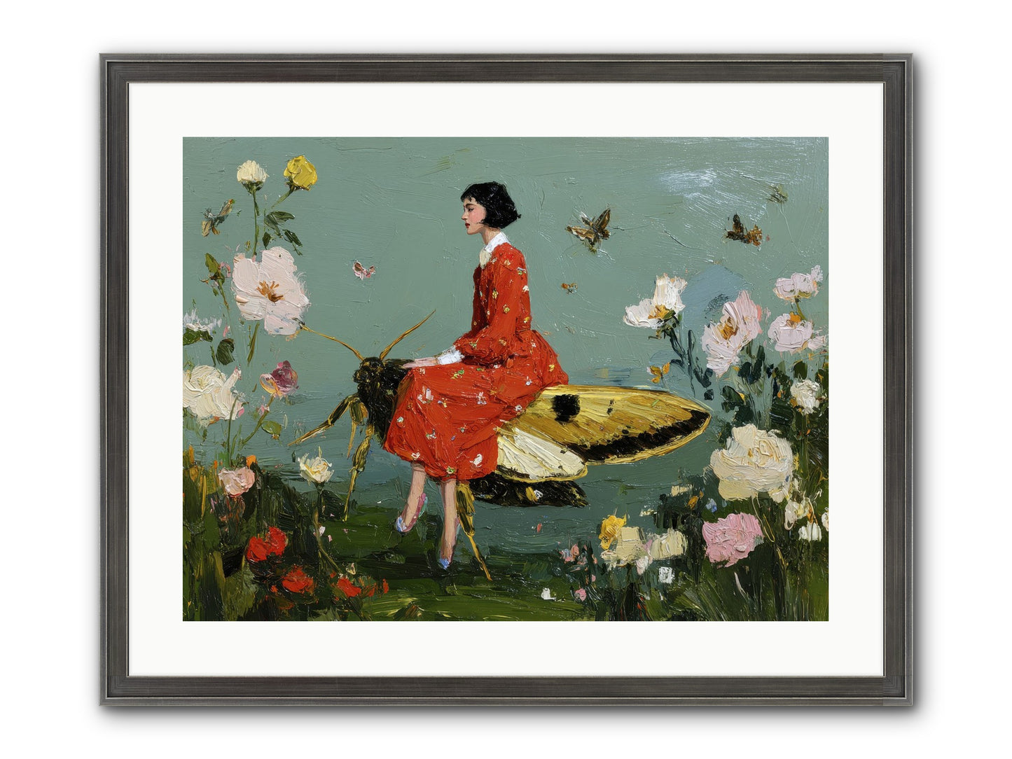 Moonlit Tapestry Framed Print - Slimwoods Black/Silver 24x18