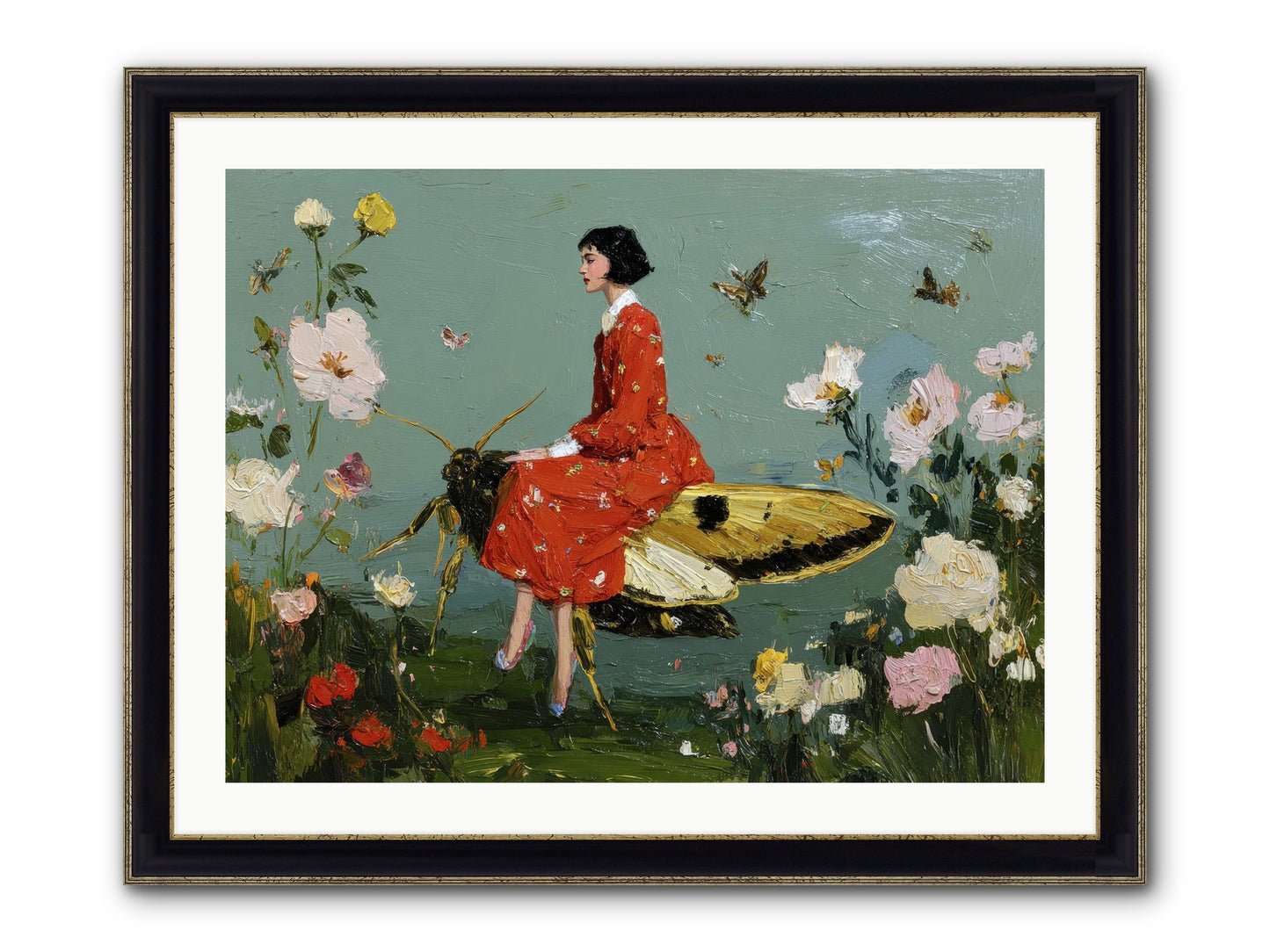 Moonlit Tapestry Framed Print - Black & Gold 32x24