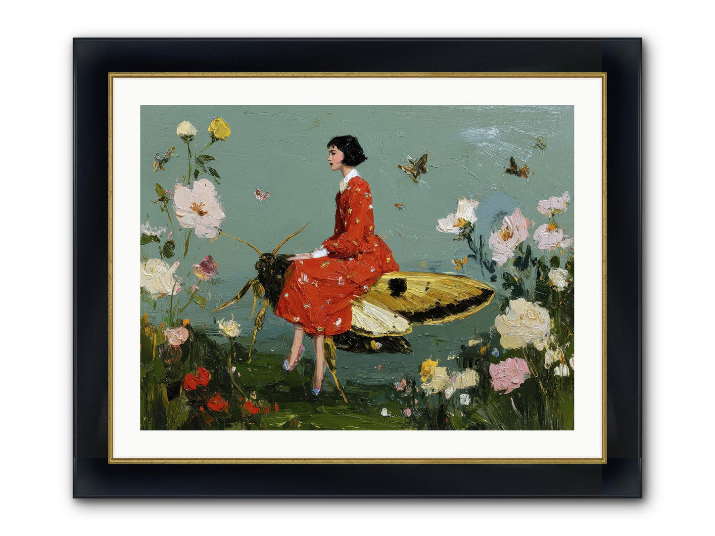 Moonlit Tapestry Framed Print - Wide Black w/Gold 32x24