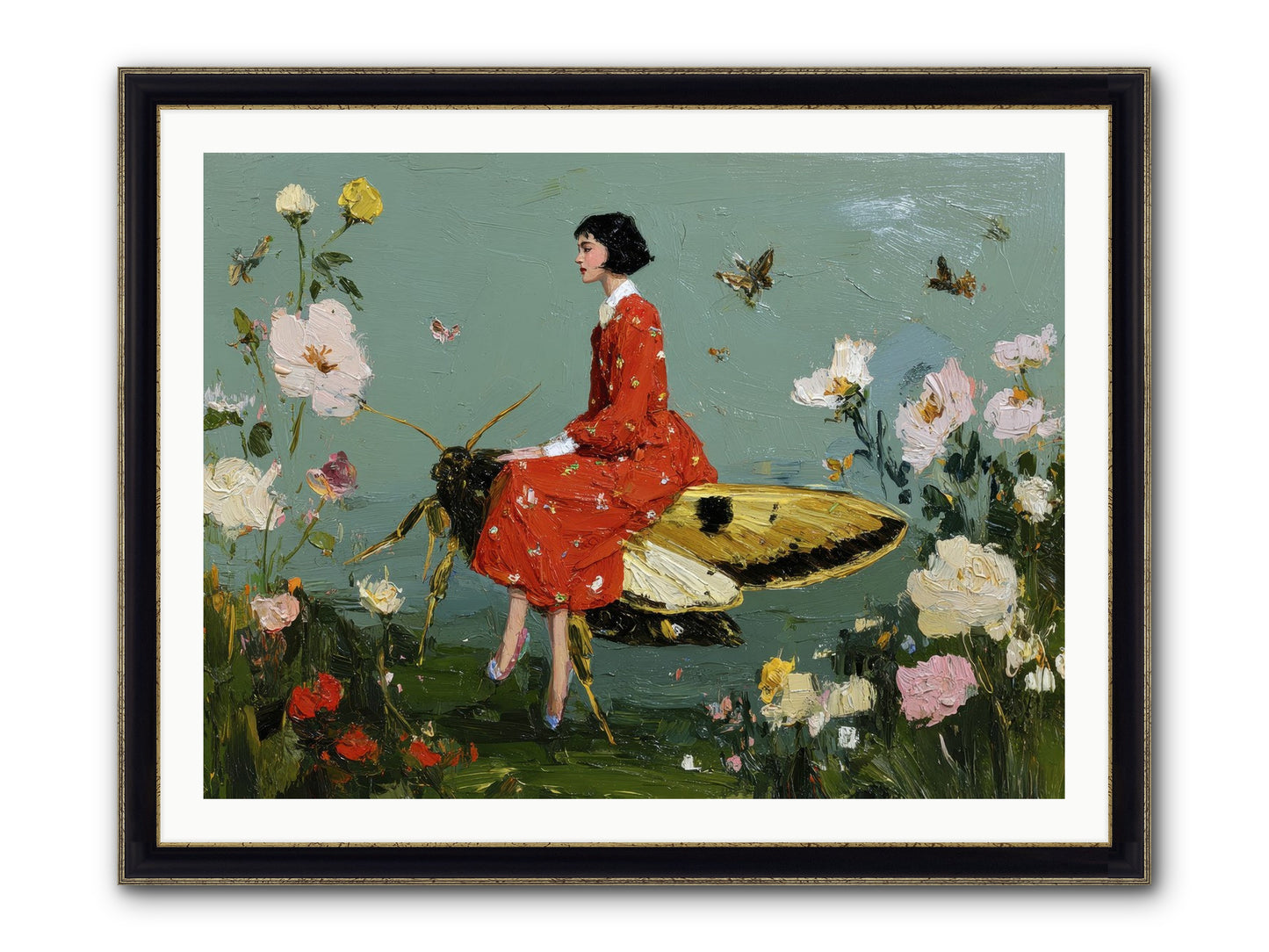 Moonlit Tapestry Framed Print - Black & Gold 40x30