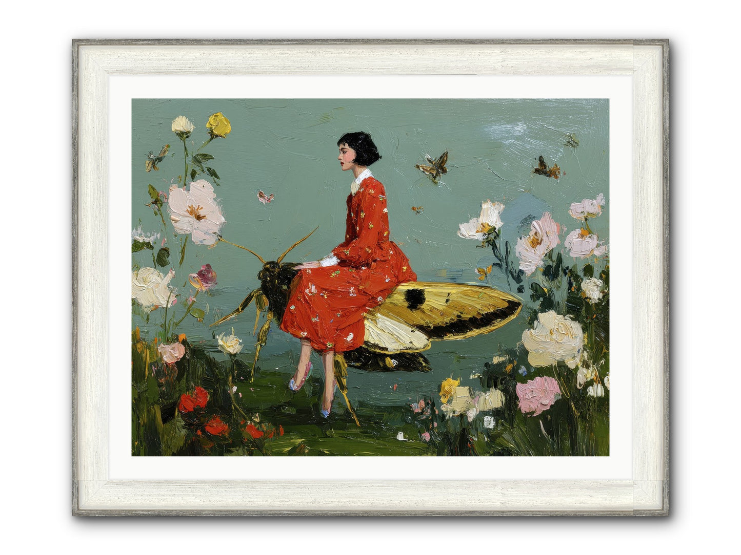 Moonlit Tapestry Framed Print - Driftwood White 40x30
