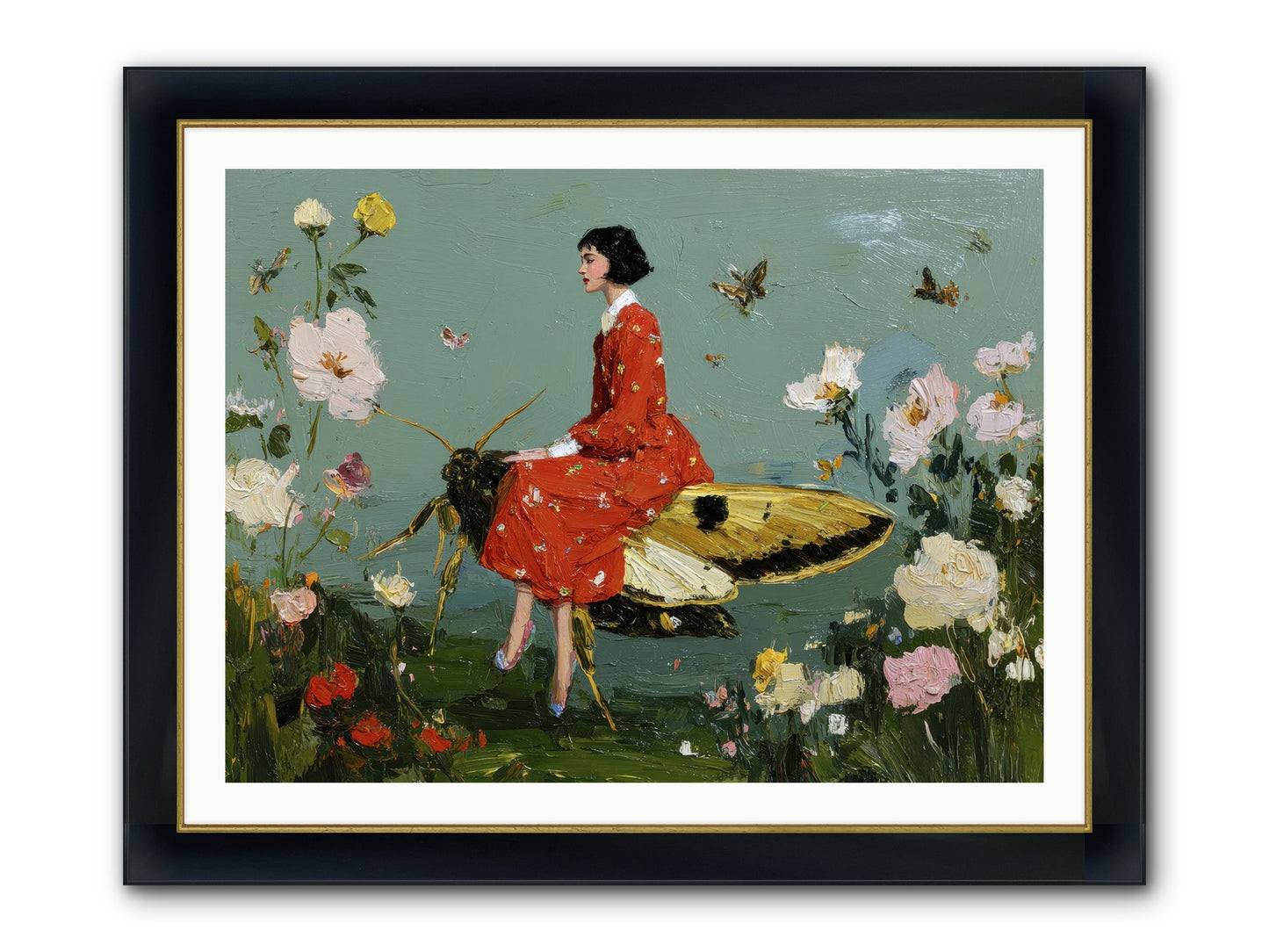 Moonlit Tapestry Framed Print - Wide Black w/Gold 40x30
