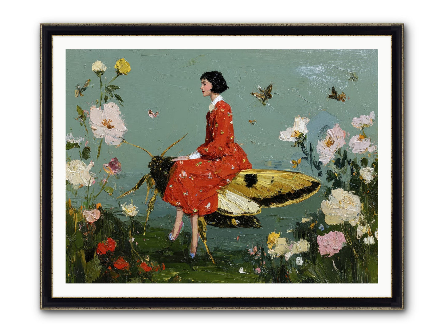 Moonlit Tapestry Framed Print - Black & Gold 48x36