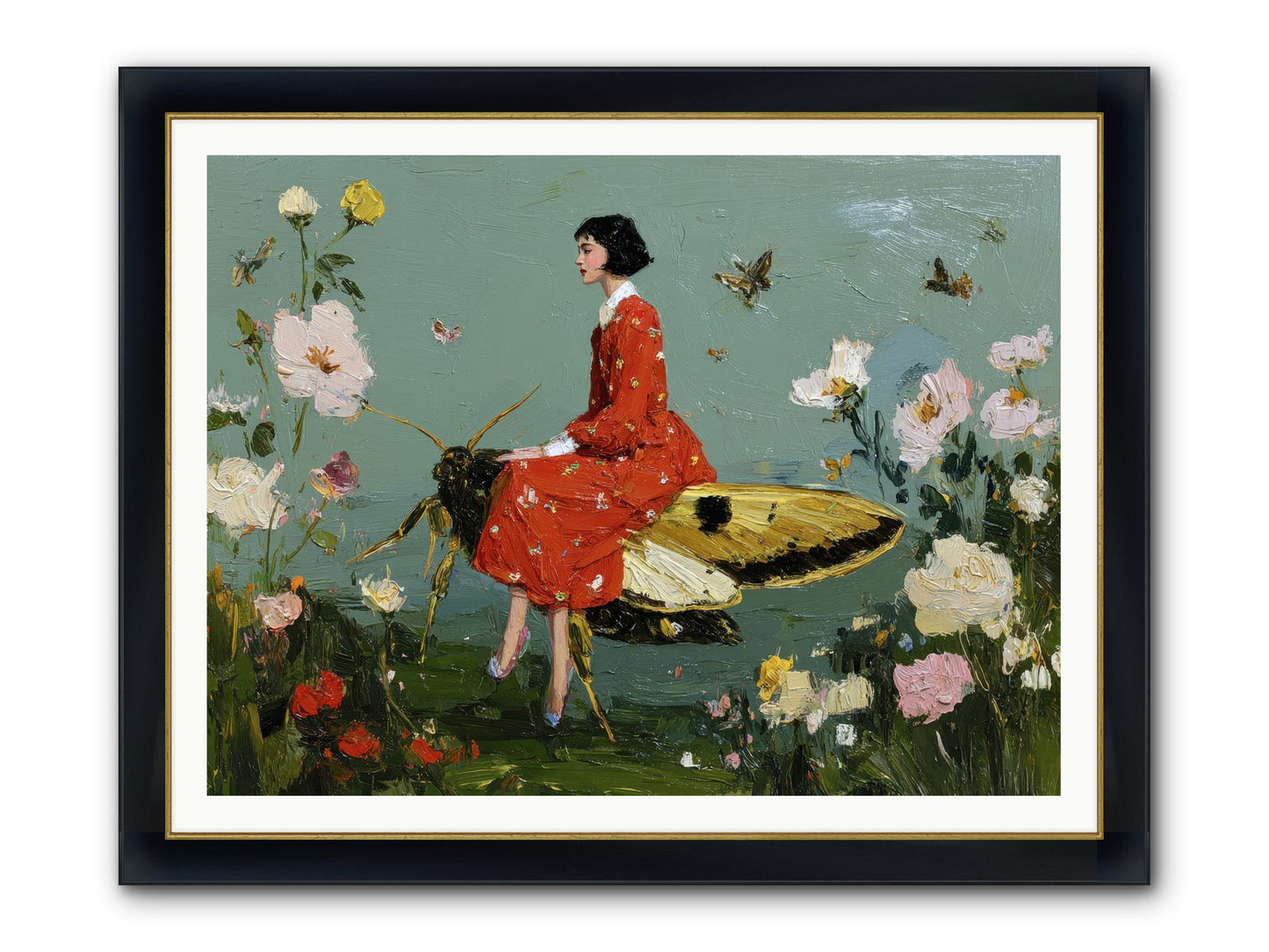 Moonlit Tapestry Framed Print - Wide Black w/Gold 48x36