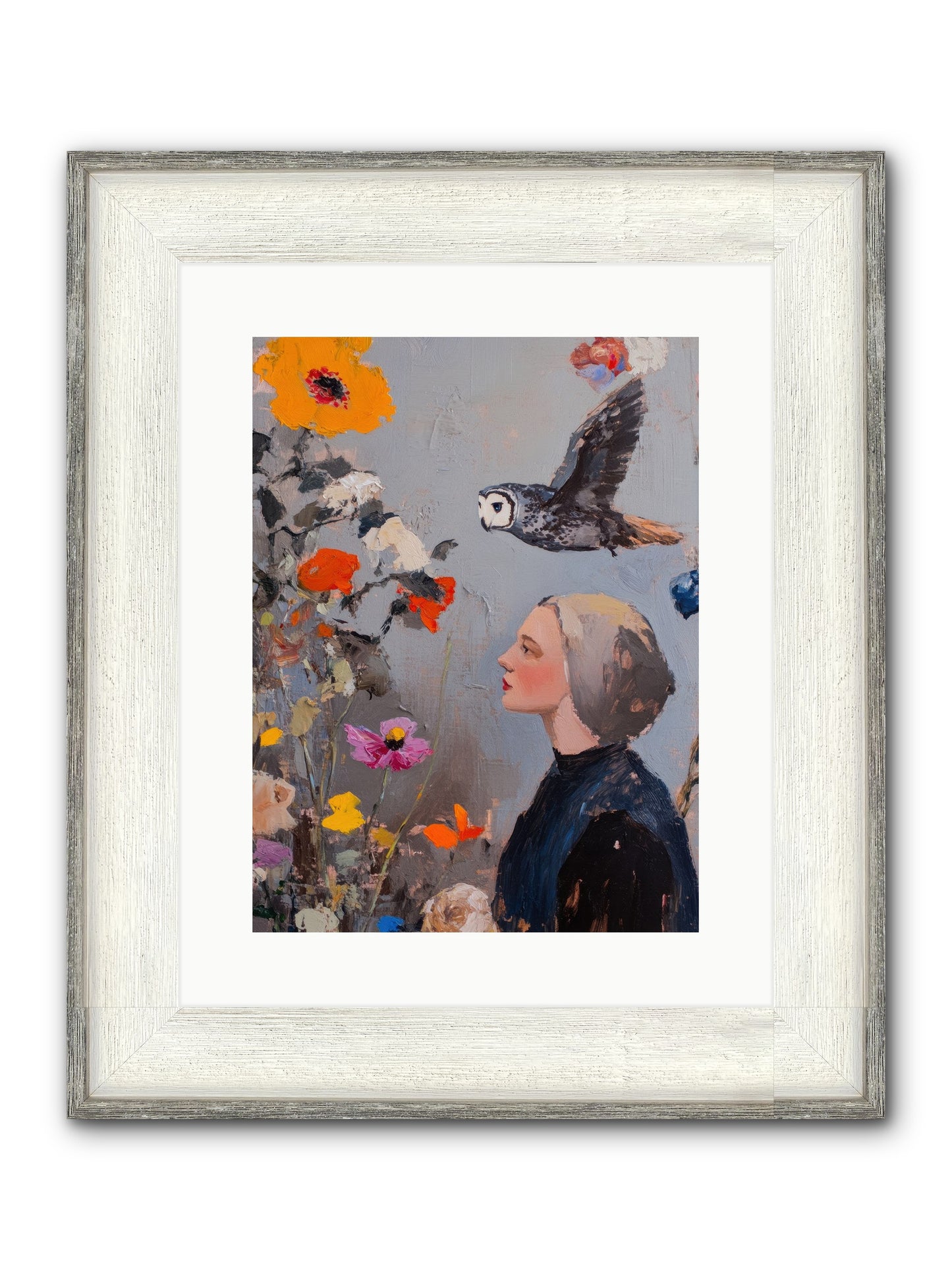 Moonlit Wisdom Framed Print - Driftwood White 12x16