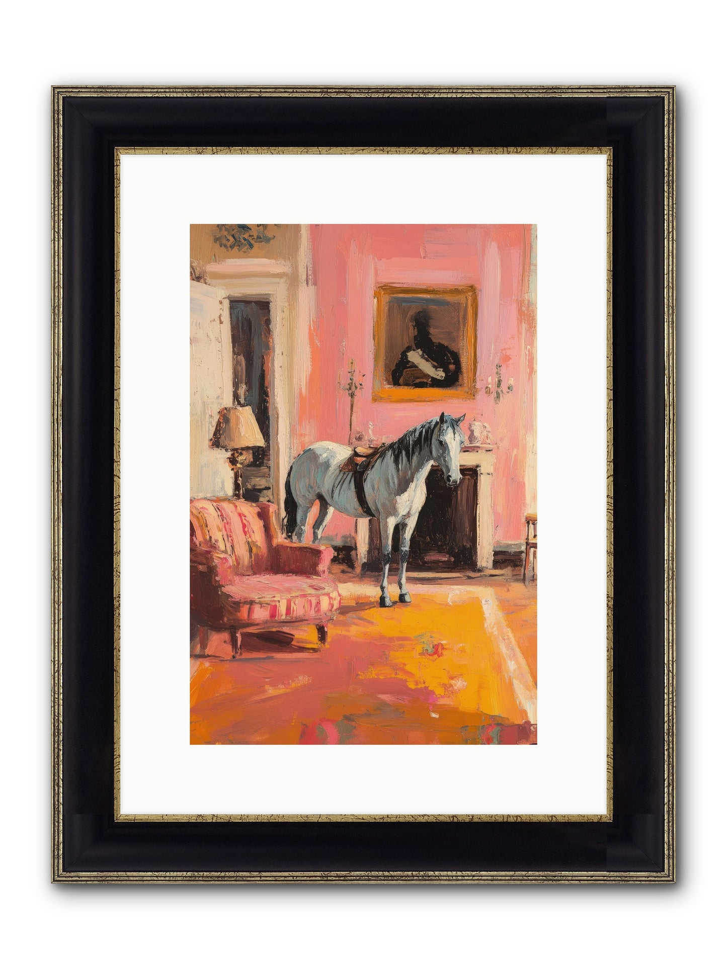 Moonstone Salon Framed Print - Black & Gold 10x15