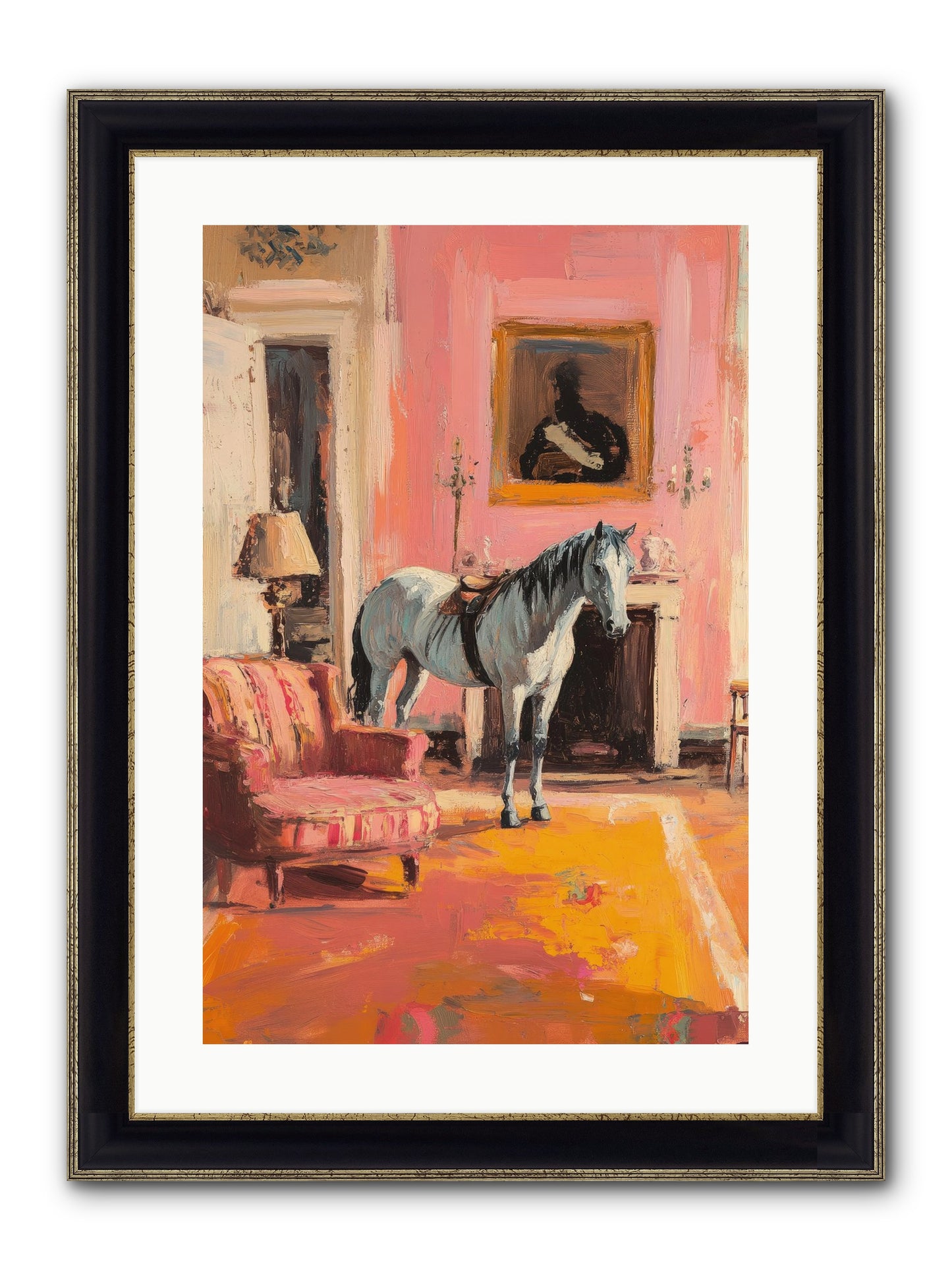 Moonstone Salon Framed Print - Black & Gold 16x24