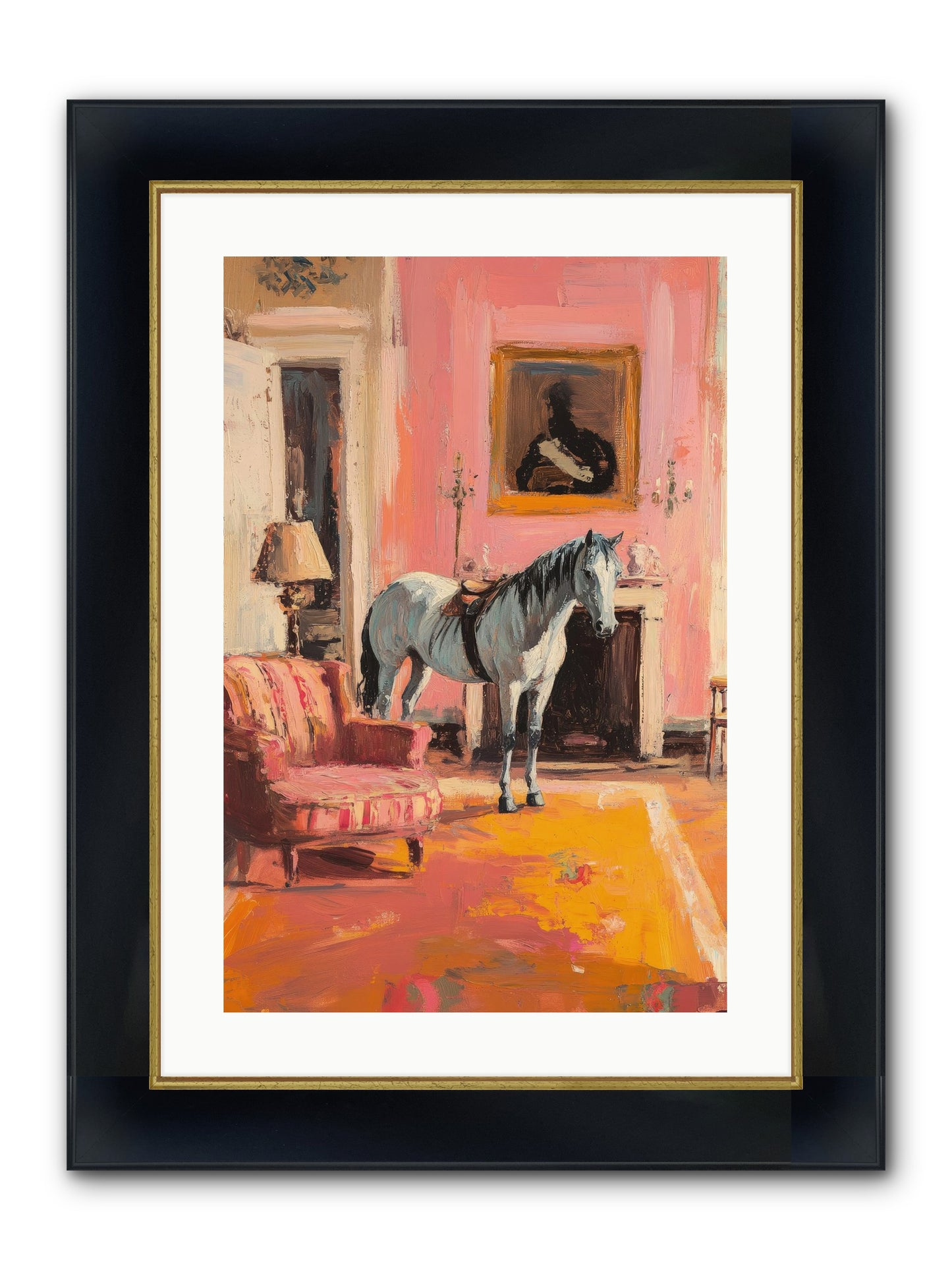 Moonstone Salon Framed Print - Wide Black w/Gold 16x24