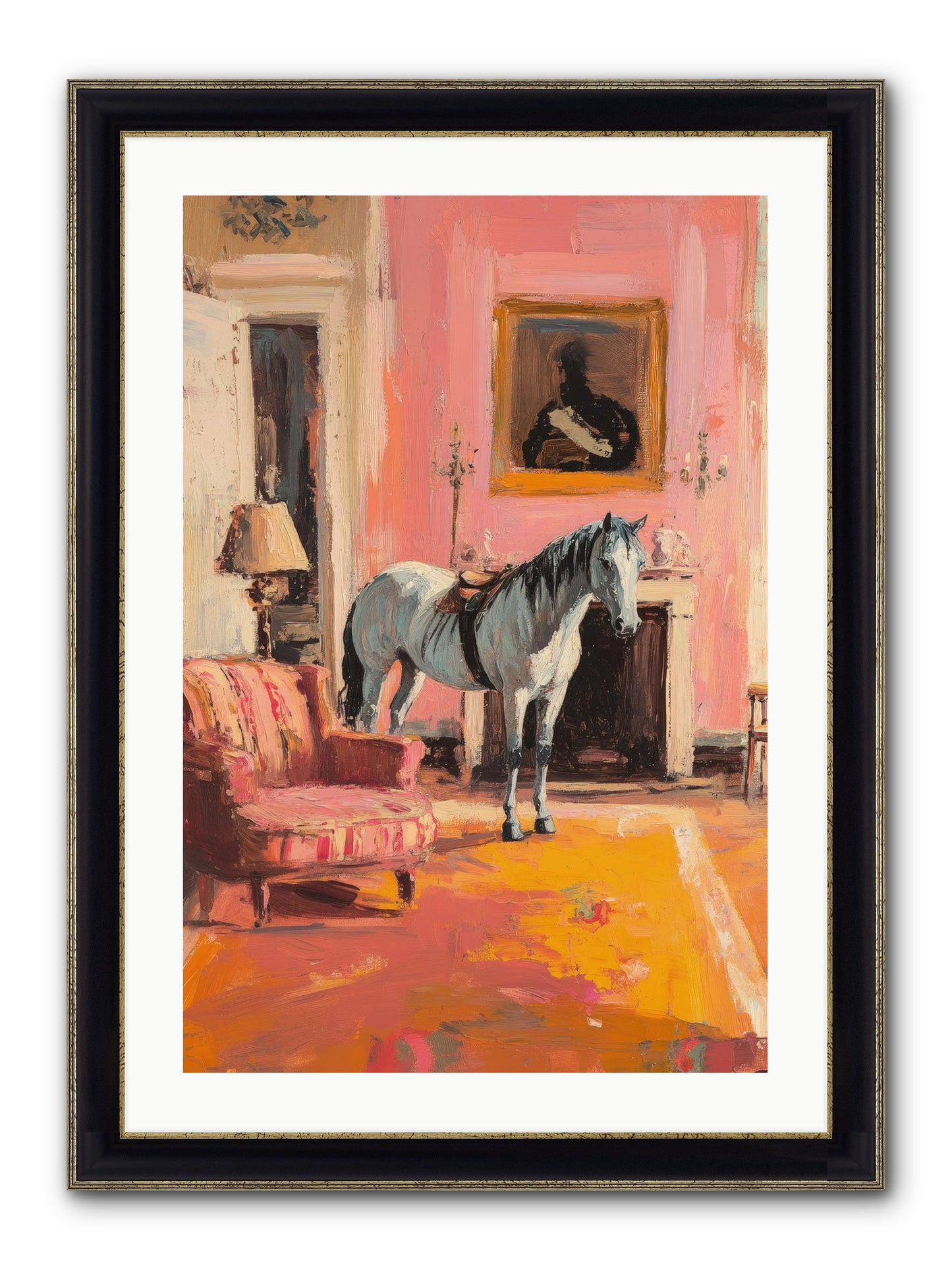 Moonstone Salon Framed Print - Black & Gold 20x30